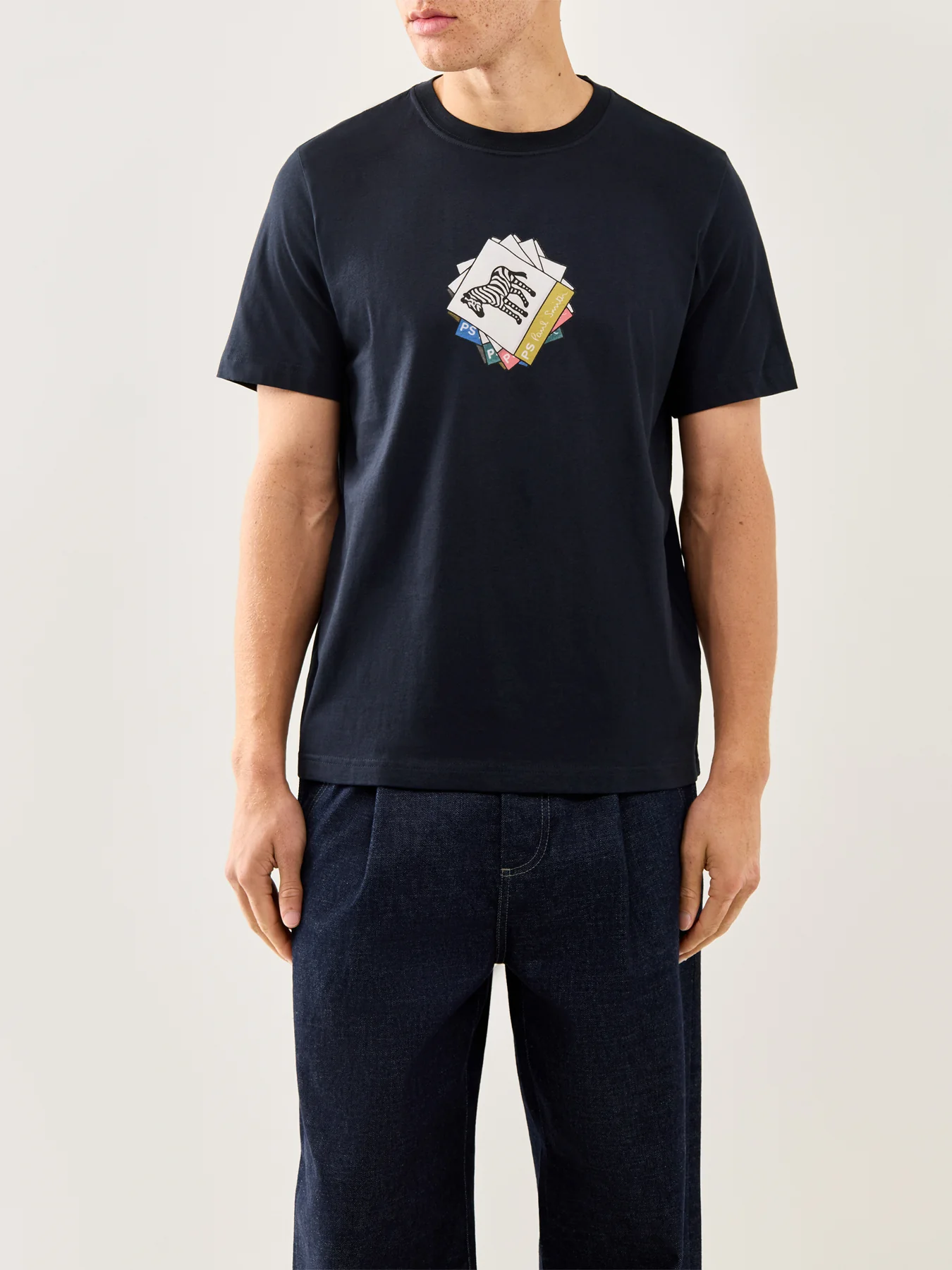 Zebra Squares T-Shirt Dark Navy - Image 4