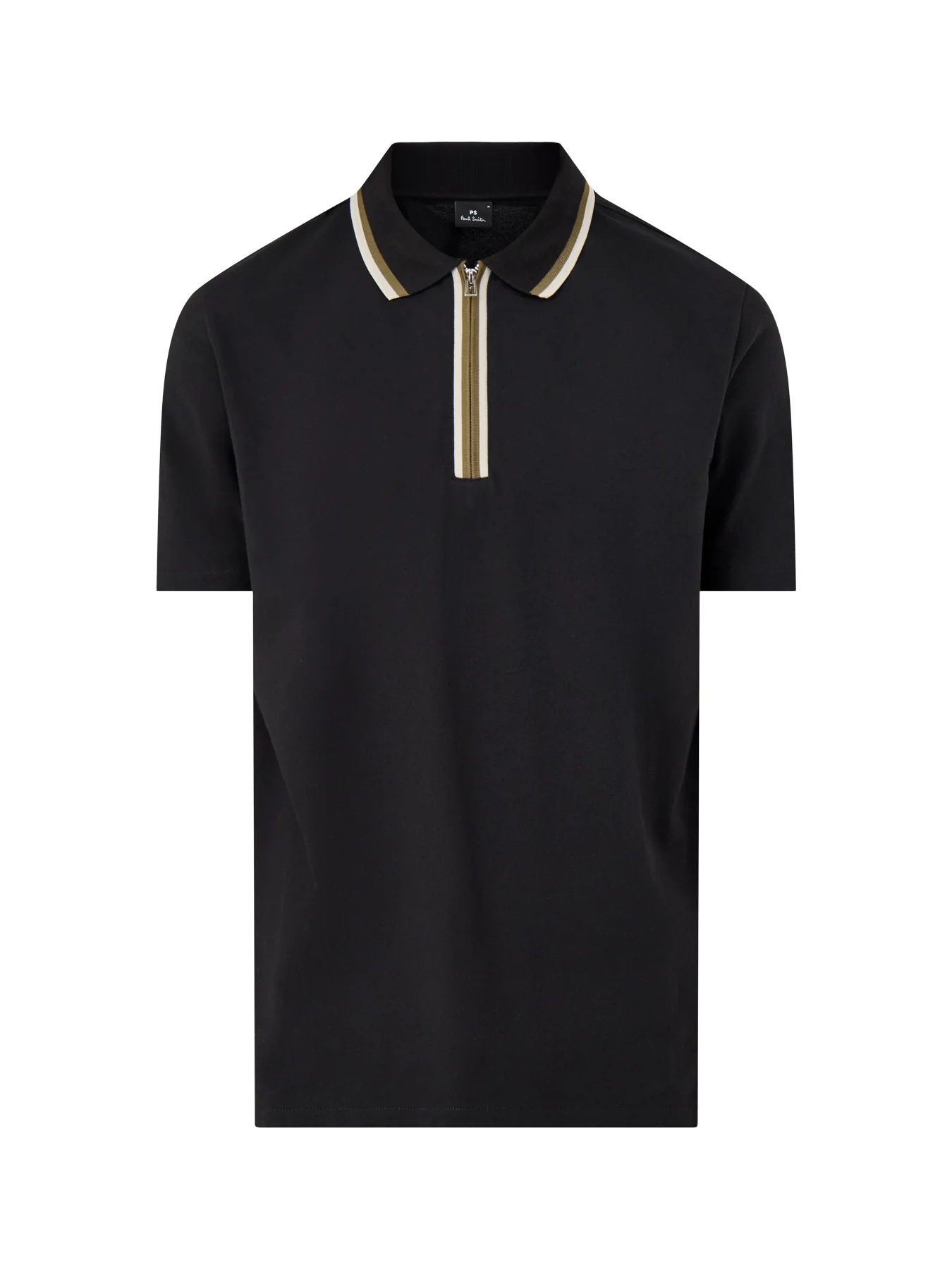 PS Paul Smith Zip Neck Cotton Polo Shirt Black