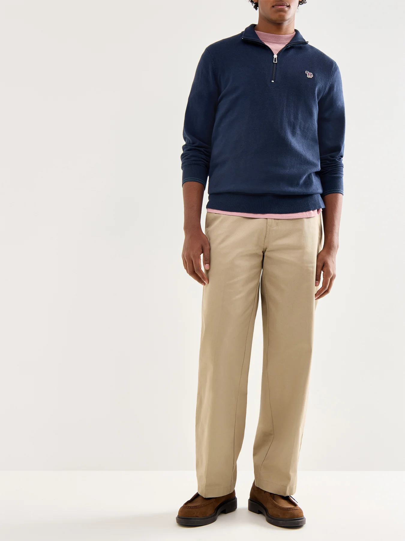 Zip Neck Zebra Knit Navy - Image 2