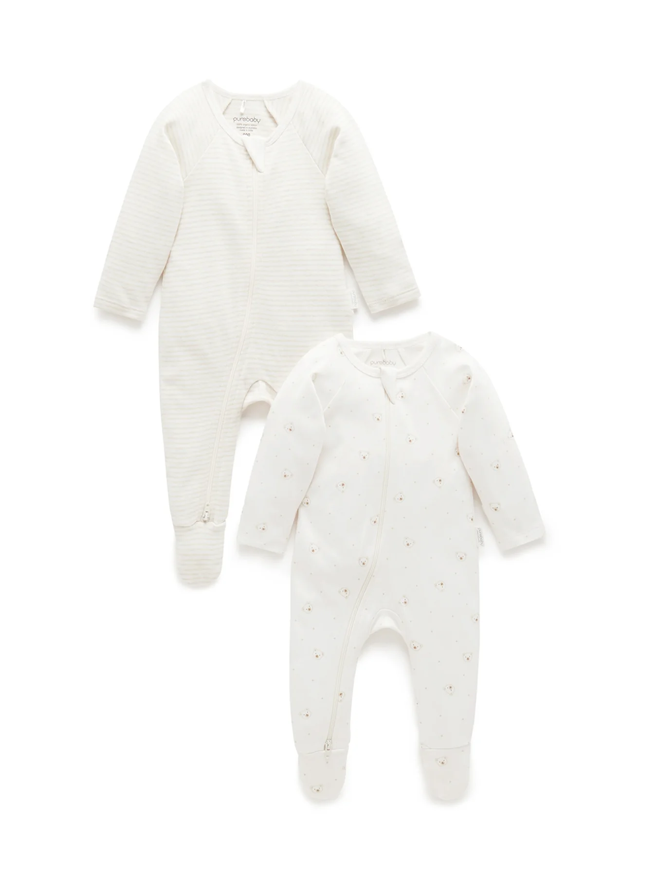 2 Pack Zip Growsuits Pale Blue