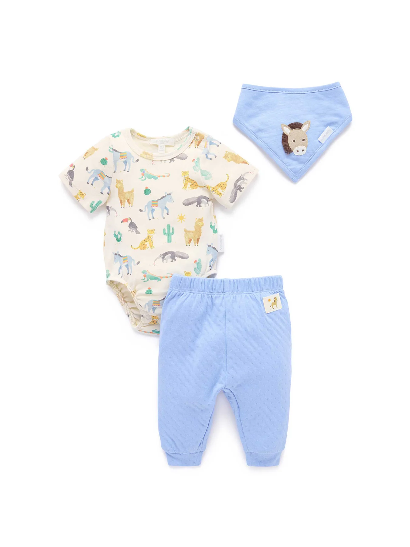 Baby 3 Piece Organic Cotton Gift Set Animal Fiesta - Image 13