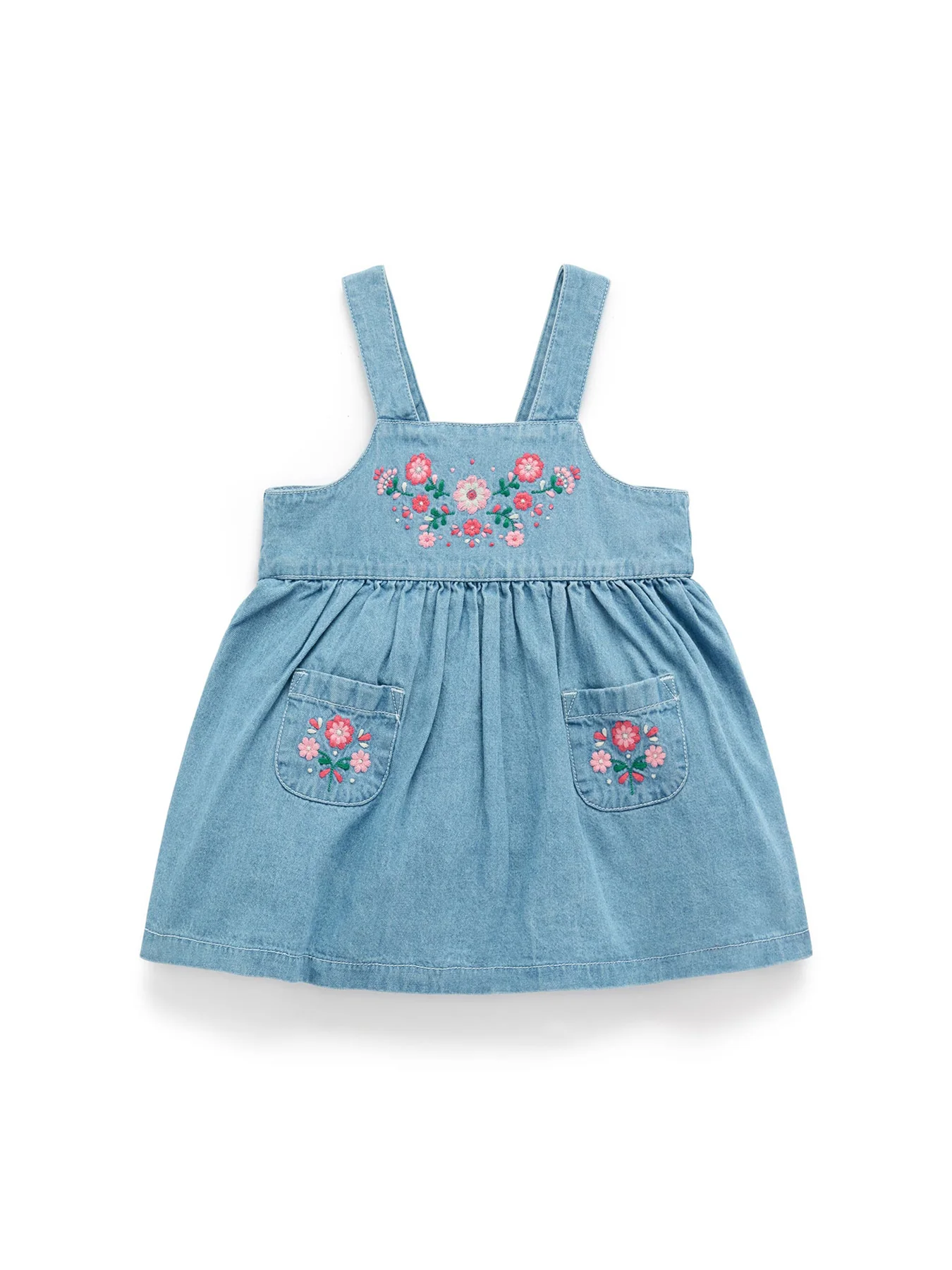 Baby Embroidered Denim Pinafore Dress - Image 4