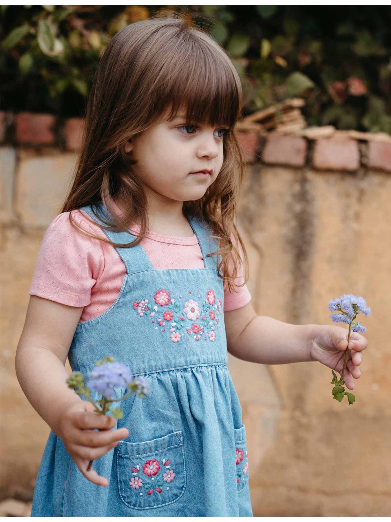 Baby Embroidered Denim Pinafore Dress - Image 5