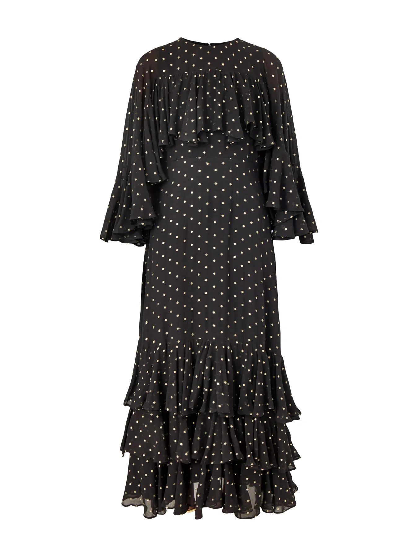 Petula Gold Dot Caped Maxi Gold