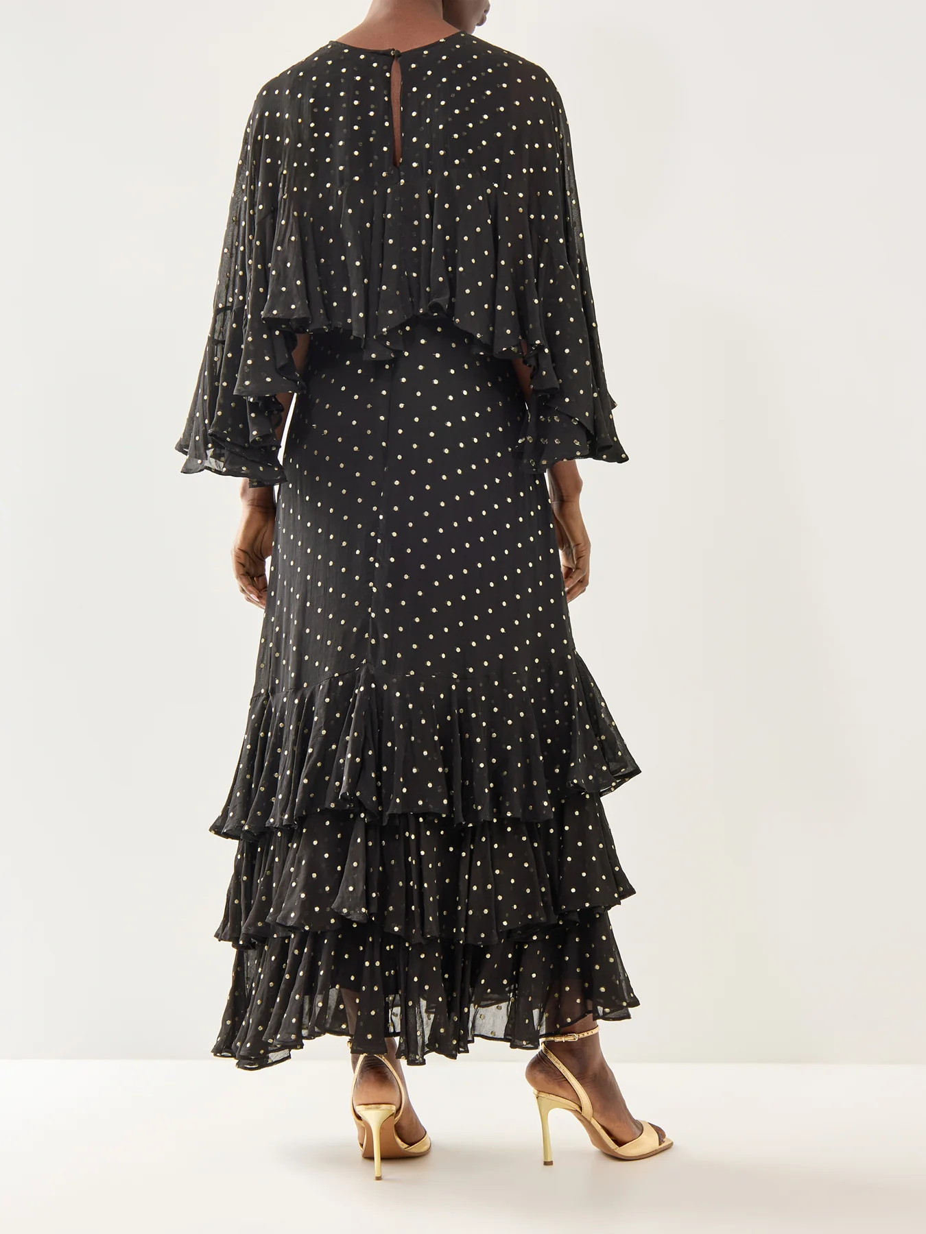 Petula Gold Dot Caped Maxi Gold - Image 5
