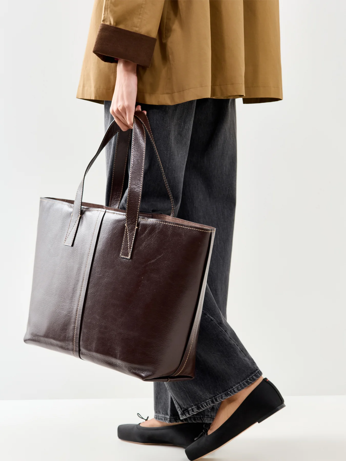 Broadway Market Large Open Top Tote Brown - Image 2