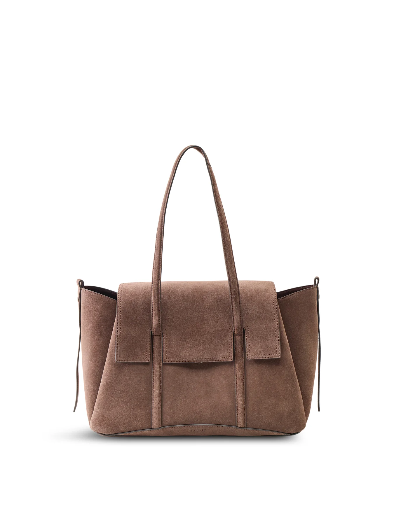 Chancery Suede Medium Flapover Shoulder Bag Brown