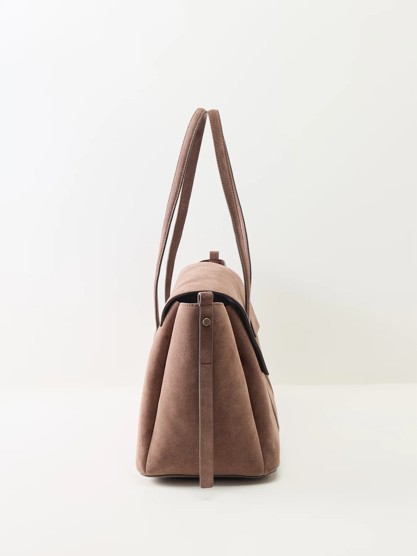 Chancery Suede Medium Flapover Shoulder Bag Brown - Image 4