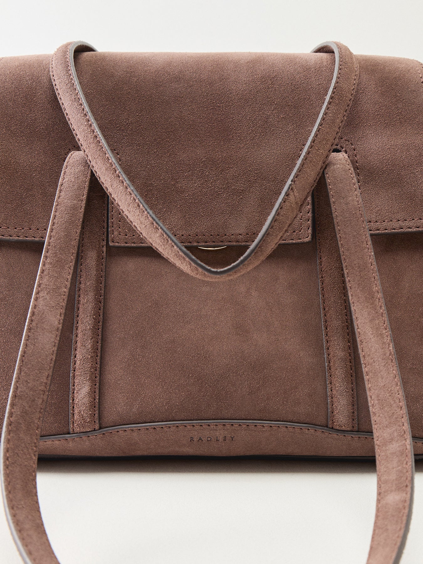Chancery Suede Medium Flapover Shoulder Bag Brown - Image 5