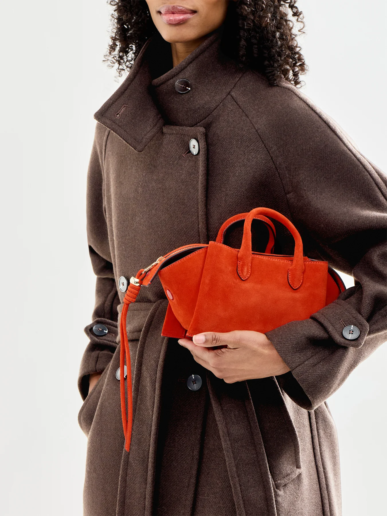 Romilly Suede Small Ziptop Grab Bag Flame - Image 2