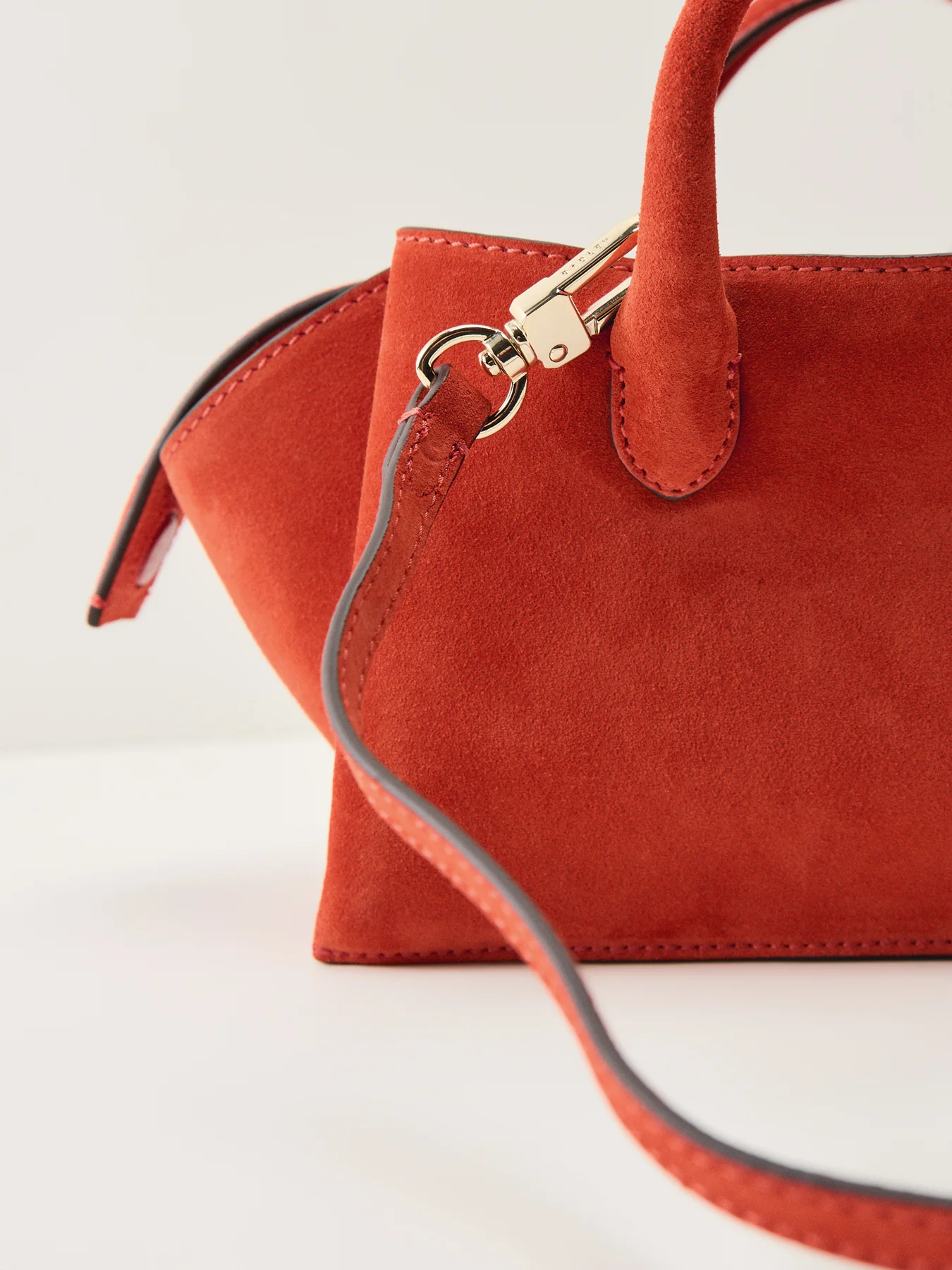 Romilly Suede Small Ziptop Grab Bag Flame - Image 5