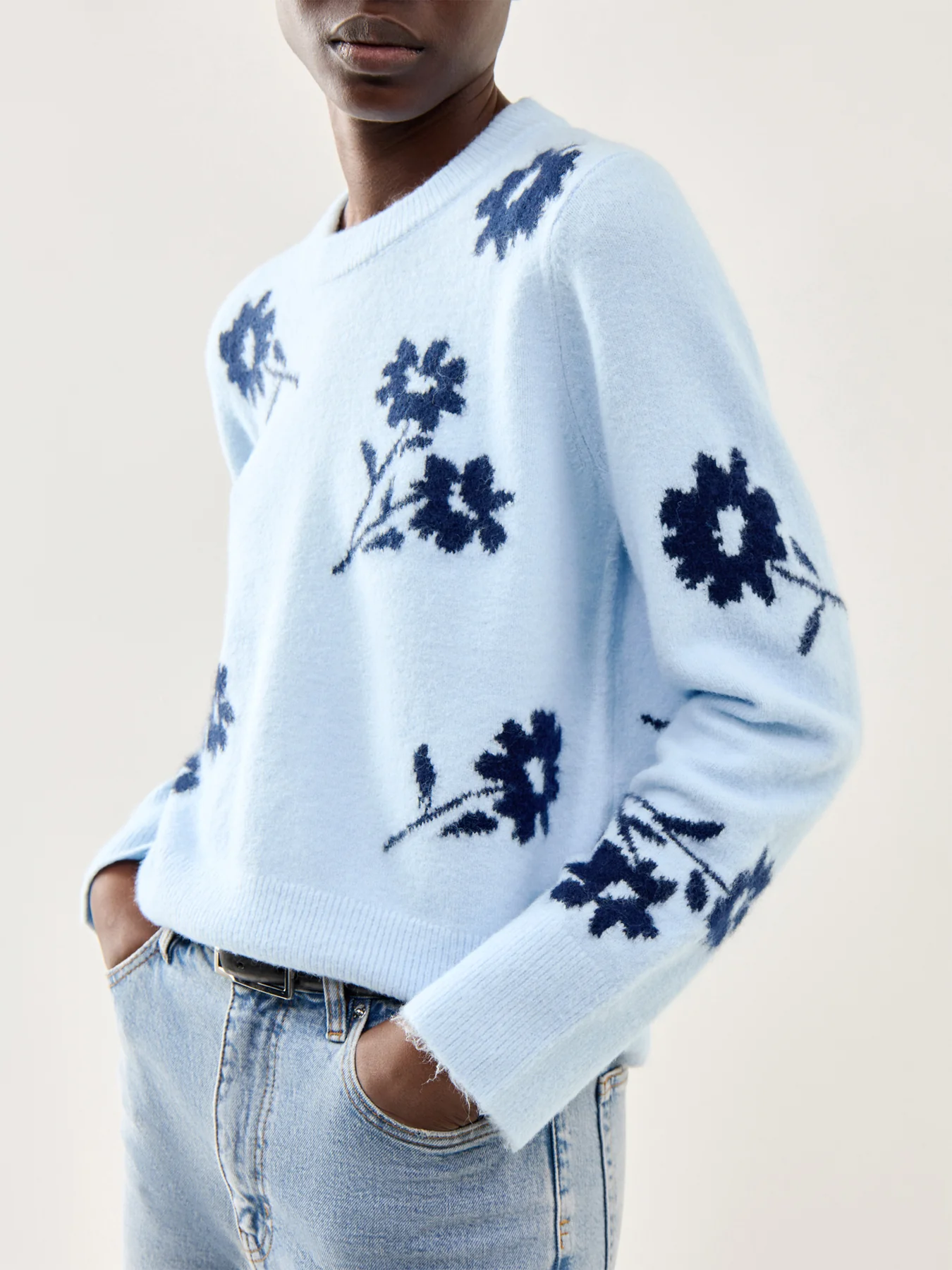 Anise Floral Jacquard Jumper Blue - Image 3
