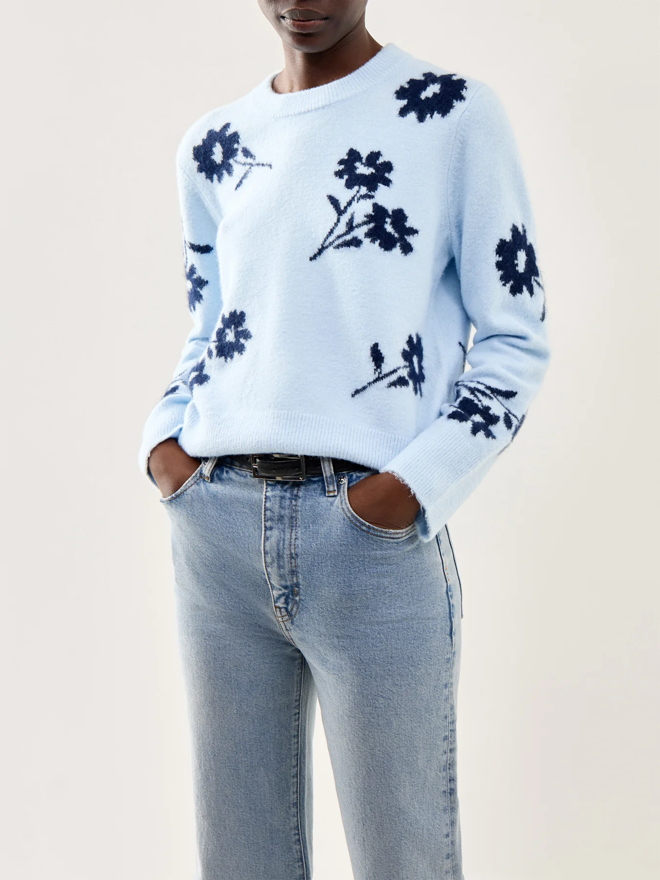 Anise Floral Jacquard Jumper Blue - Image 4