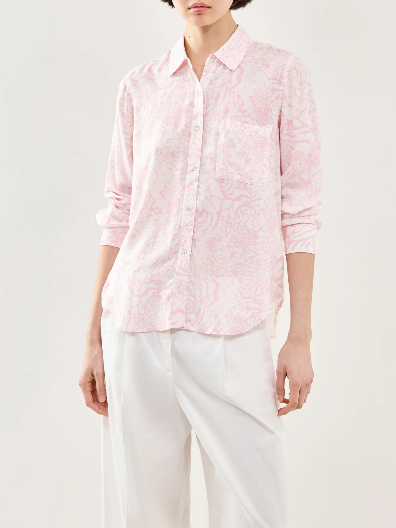 Josephine Long Sleeve Button Down Shirt Pink Print - Image 4