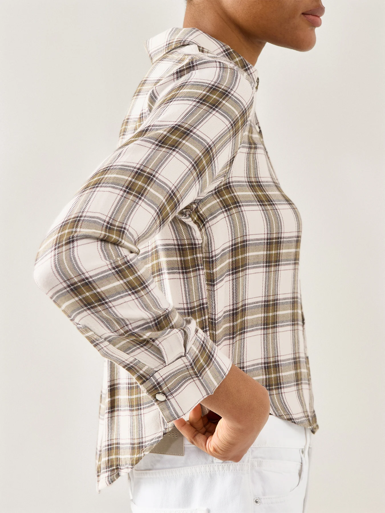 Malin Cropped Brushed Shirt Multi - Image 3