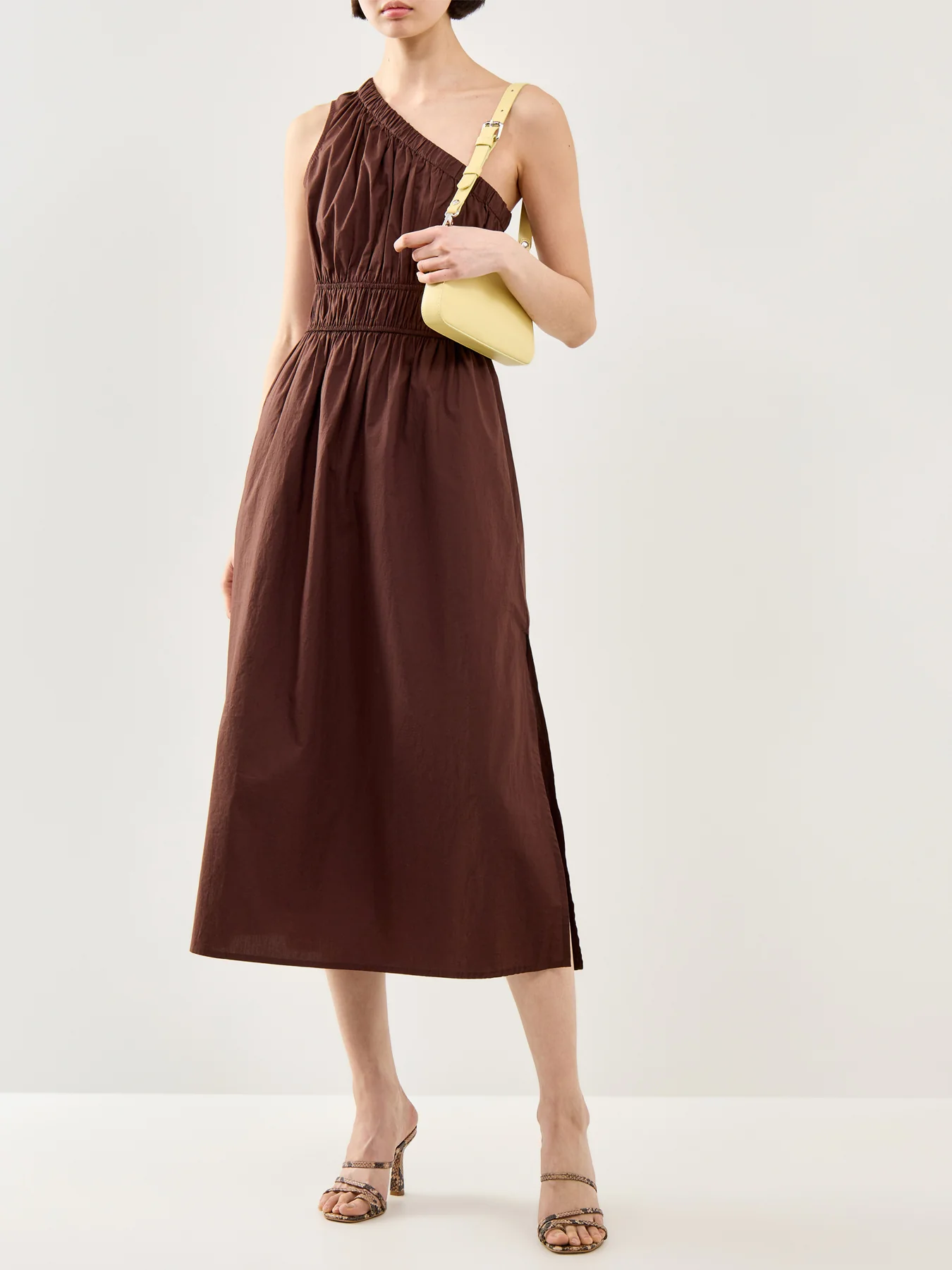 Selani Fitted Midi Dress Brown - Image 4