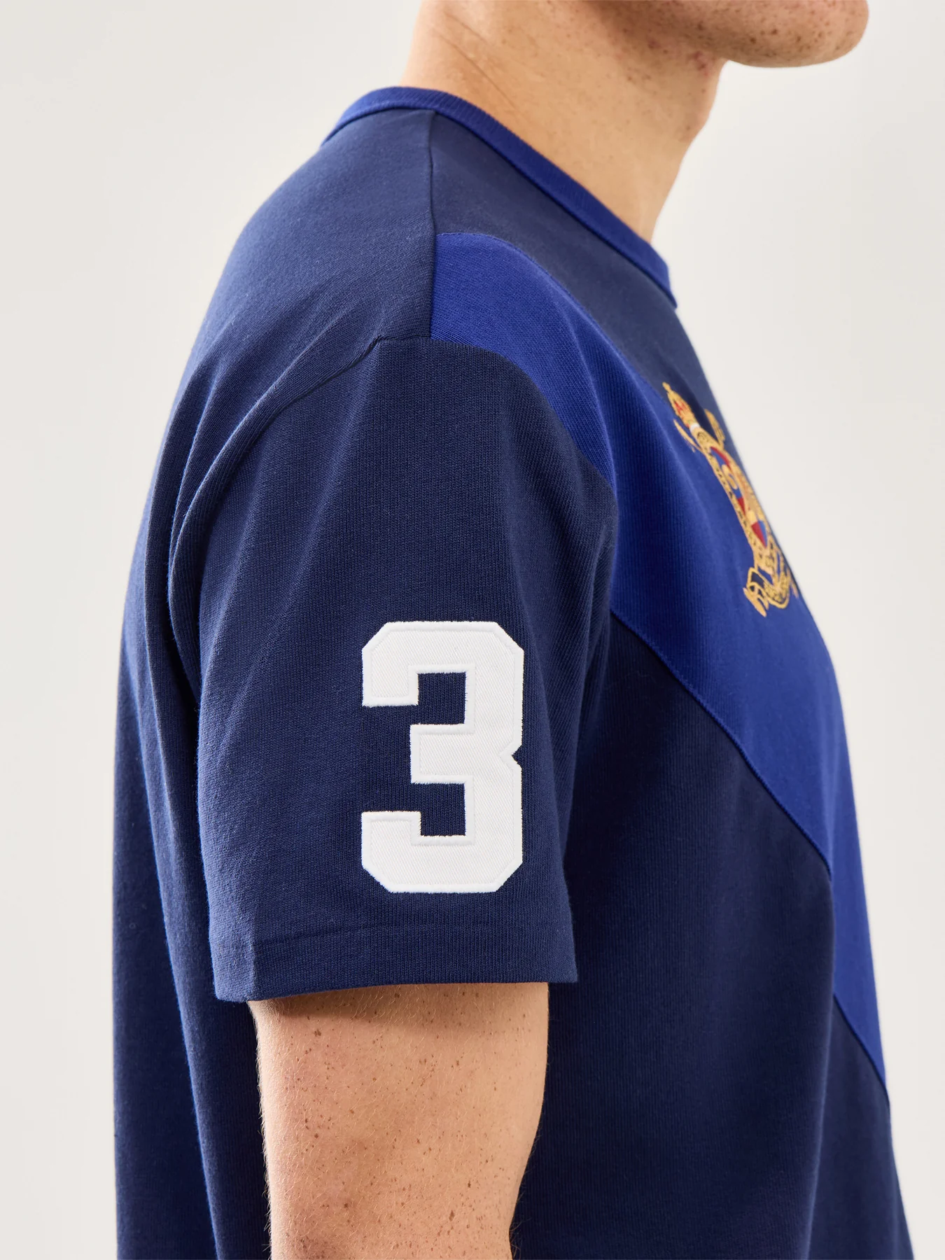 Diagonal Stripe 20Y Tee Navy - Image 3