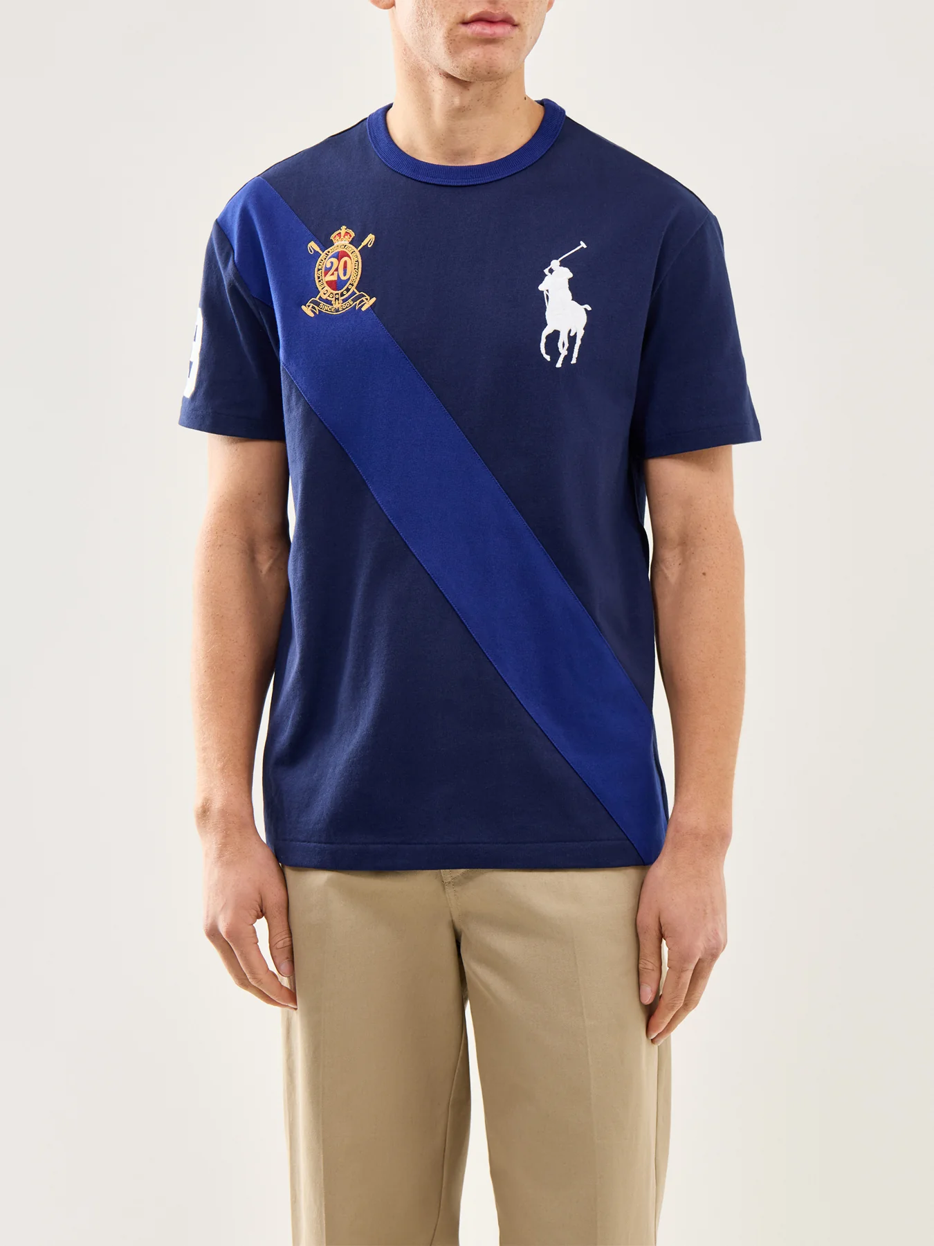 Diagonal Stripe 20Y Tee Navy - Image 4