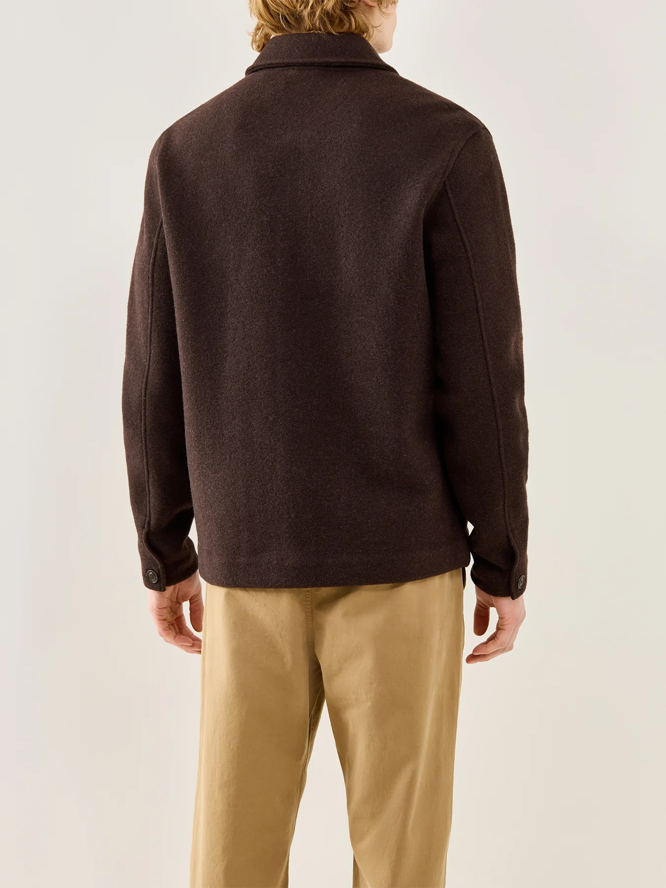 Brushed Double Knit Overshirt Dark Brown Heather - Image 5