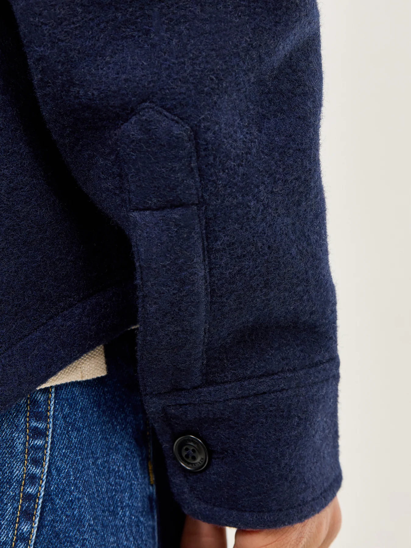 Brushed Double Knit Overshirt Navy - Image 3
