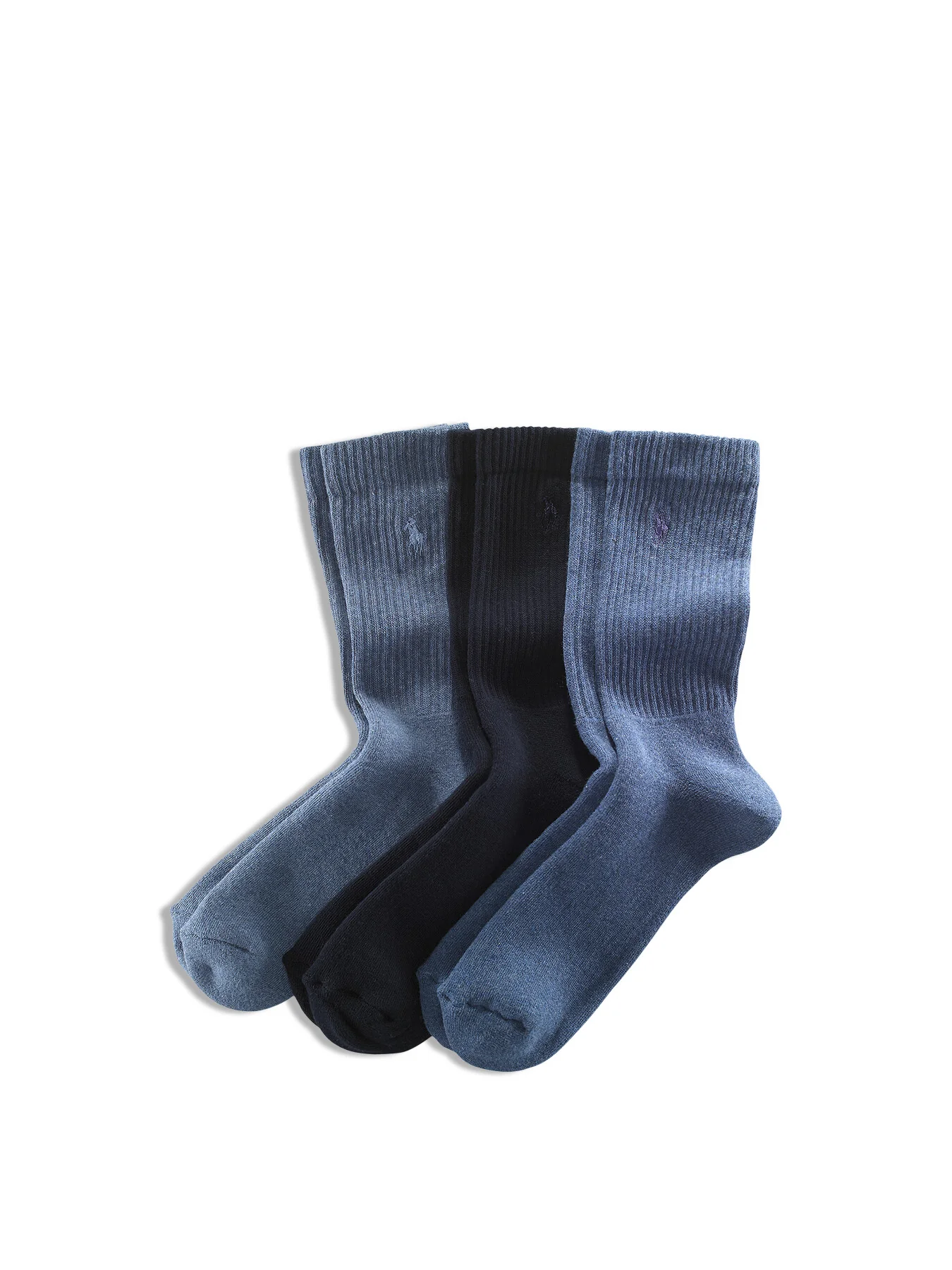 Three Pack Cotton Crew Socks Blue - Image 3