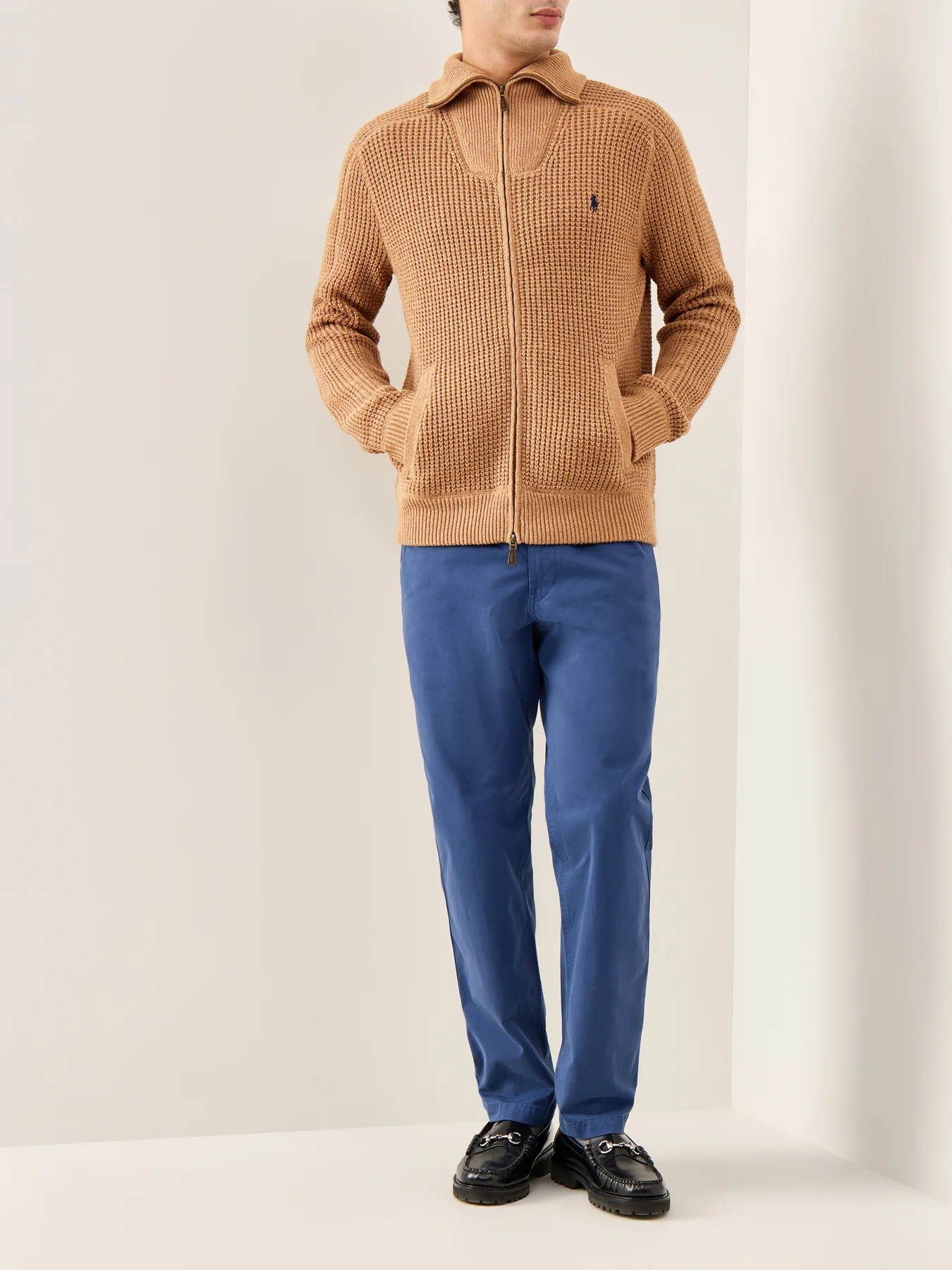 Cotton Wool Full Zip Knit Brown - Image 2