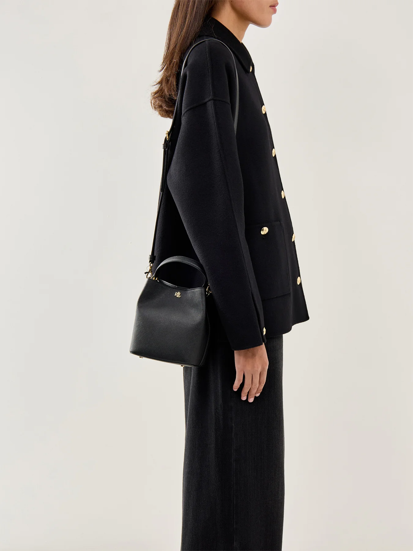 Reese Crosshatch Leather Small Bag Black - Image 2