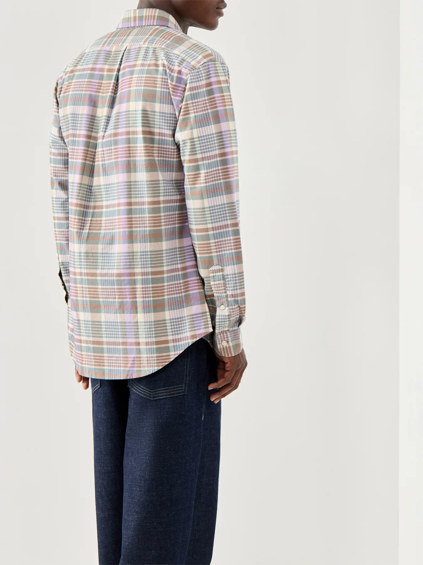 Custom Fit Check Oxford Shirt Khaki Green Multi - Image 5