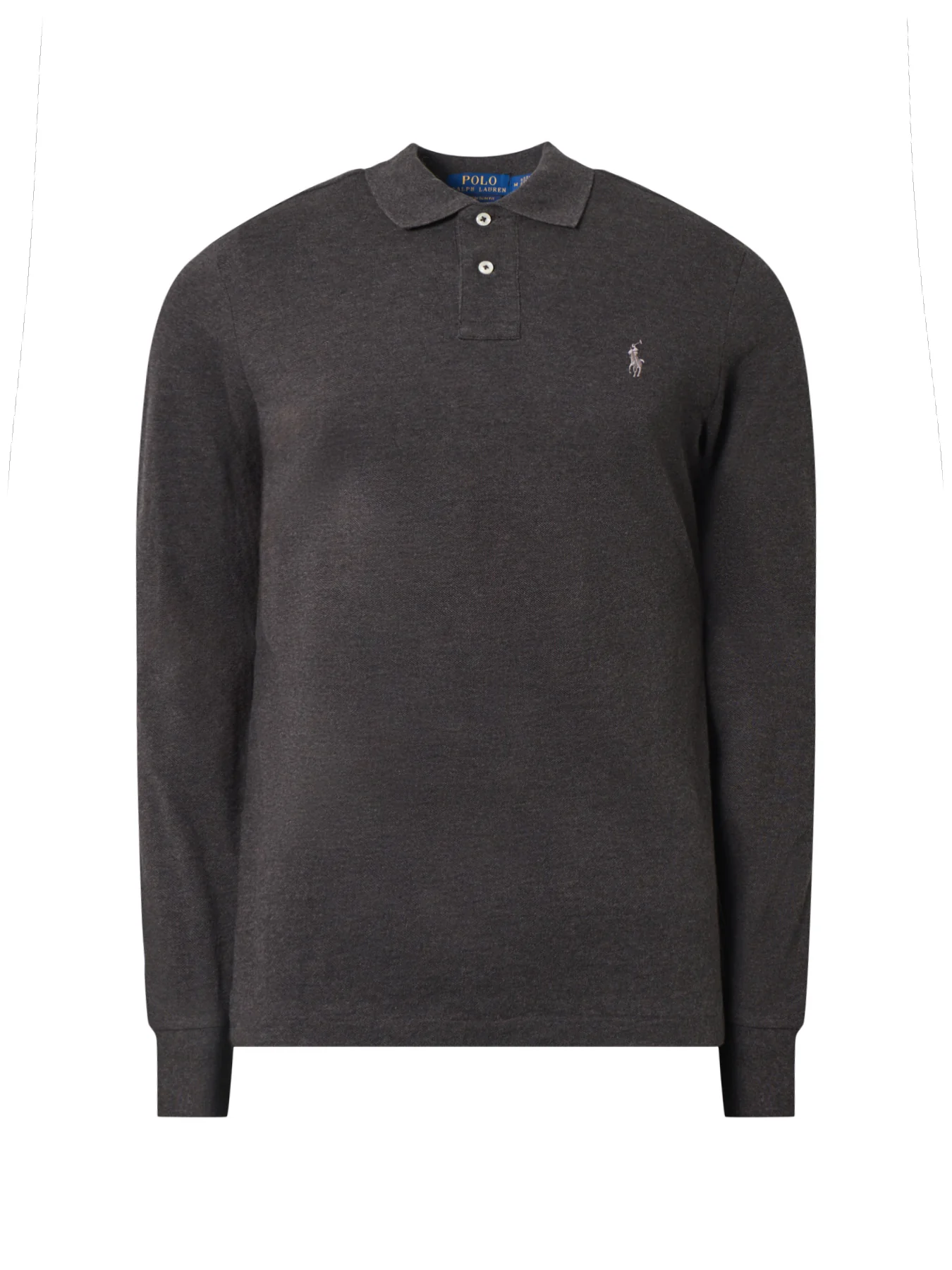 Long Sleeve Custom Fit Polo Top Grey