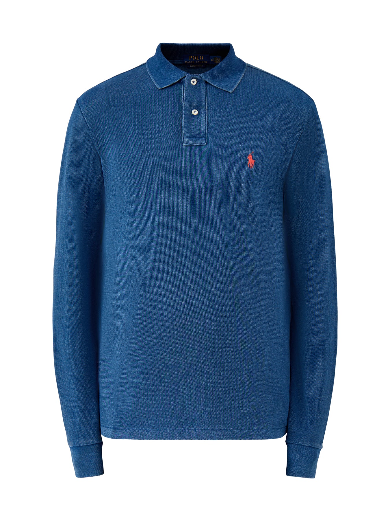 Custom Fit Long Sleeve Polo Shirt Blue