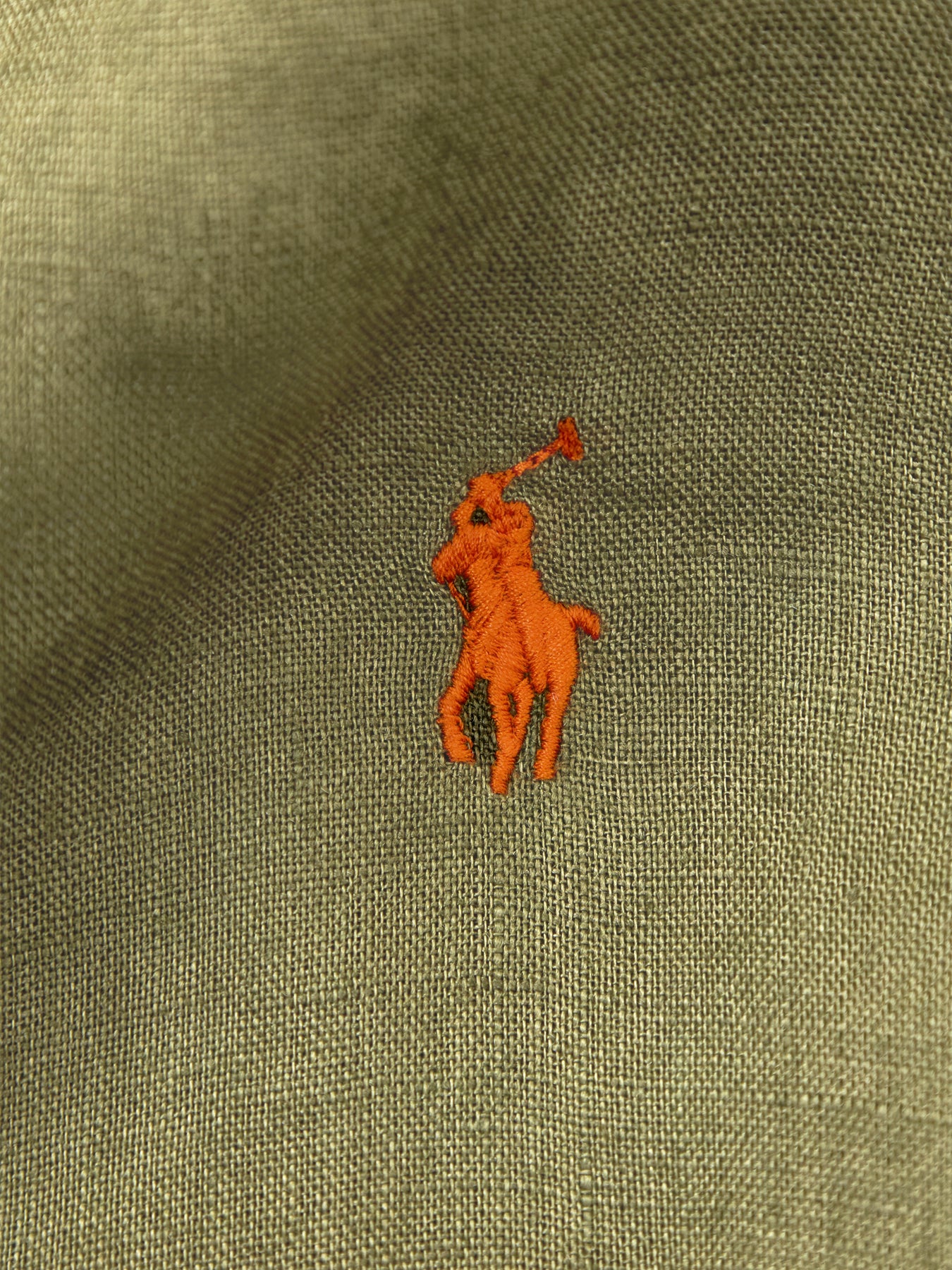 Custom Fit Linen Shirt Olive - Image 3