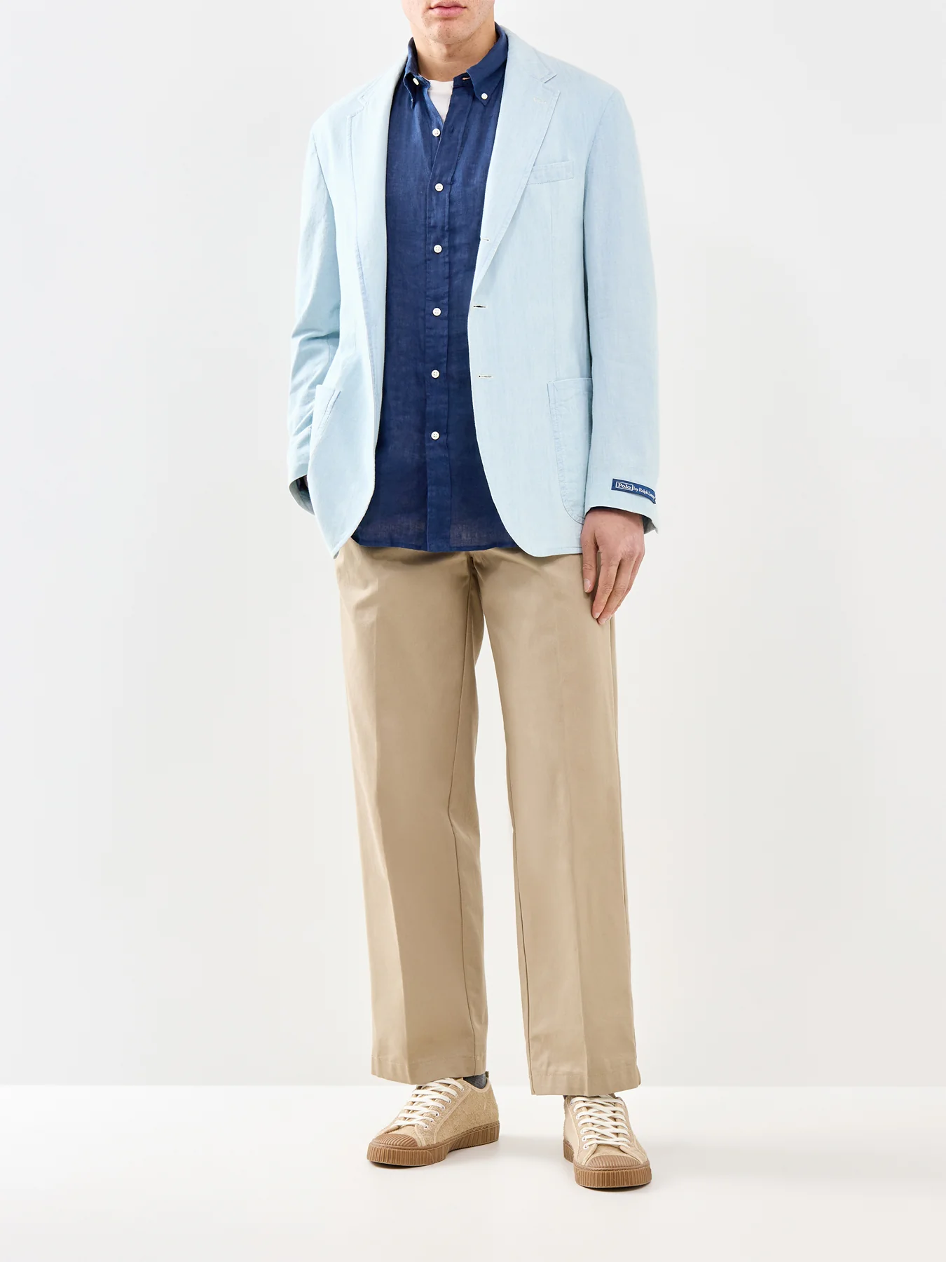 Custom Fit Linen Shirt Navy - Image 2