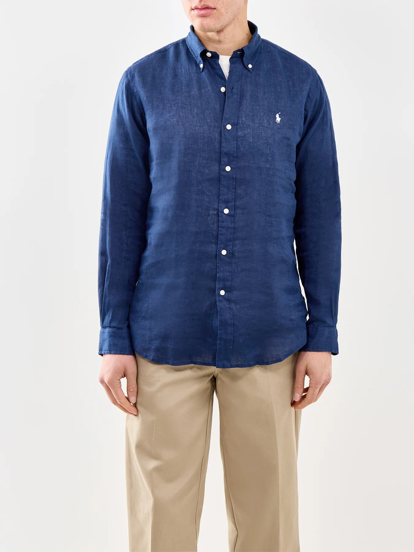 Custom Fit Linen Shirt Navy - Image 4