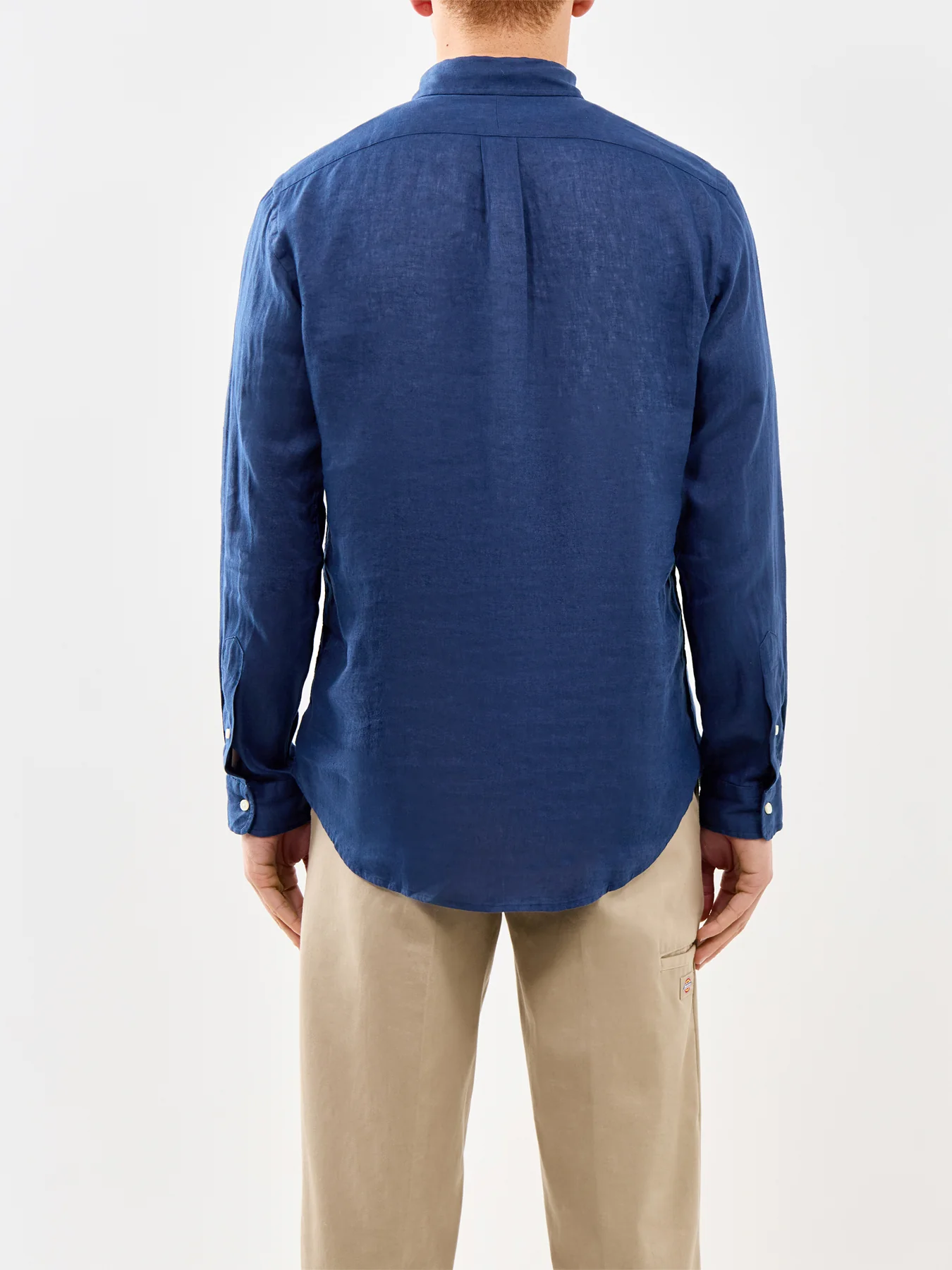 Custom Fit Linen Shirt Navy - Image 5