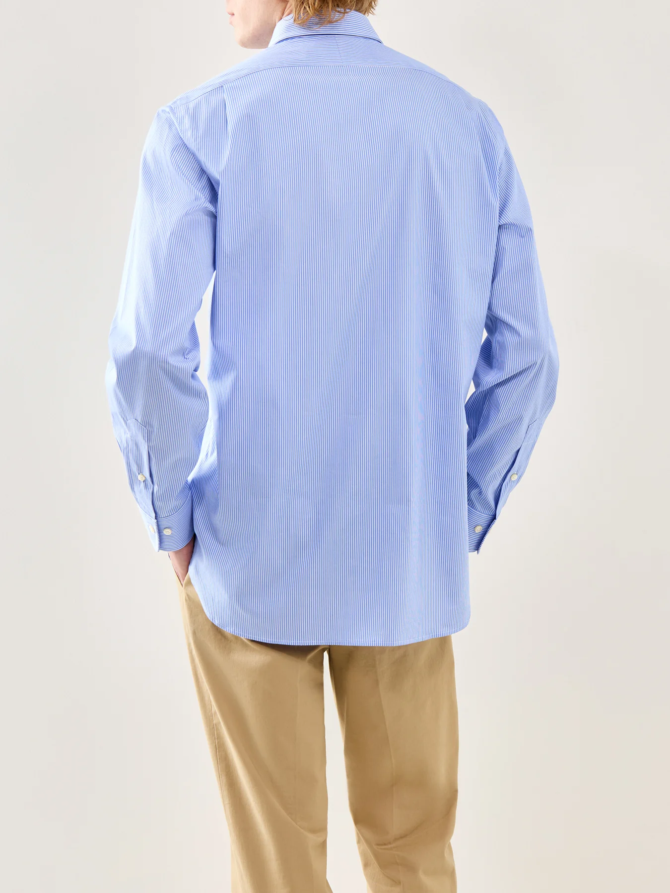 Custom Fit Multi Stripe Dress Shirt Sky Blue - Image 5