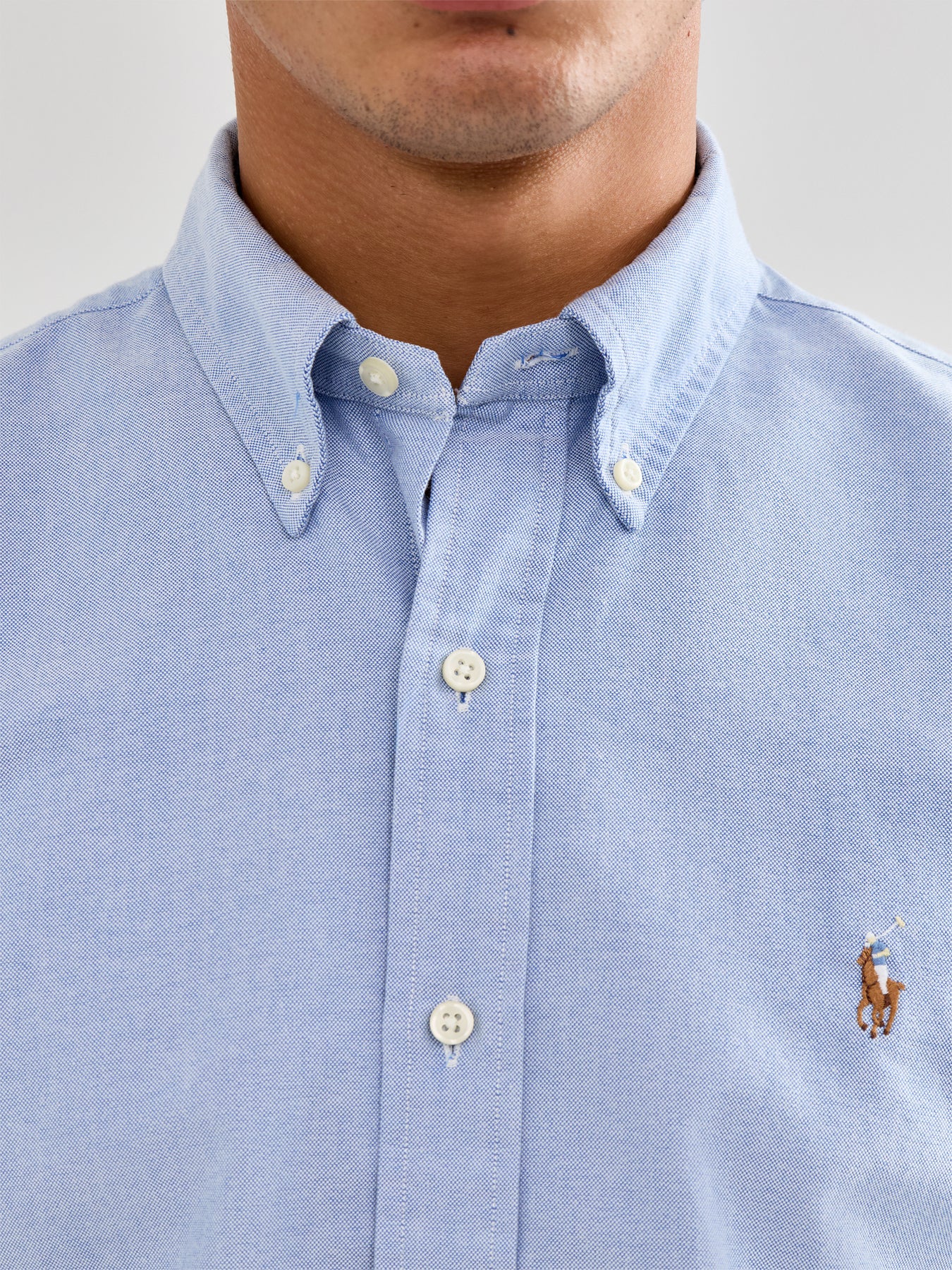 Custom Fit Oxford Long Sleeves Shirt Blue - Image 3