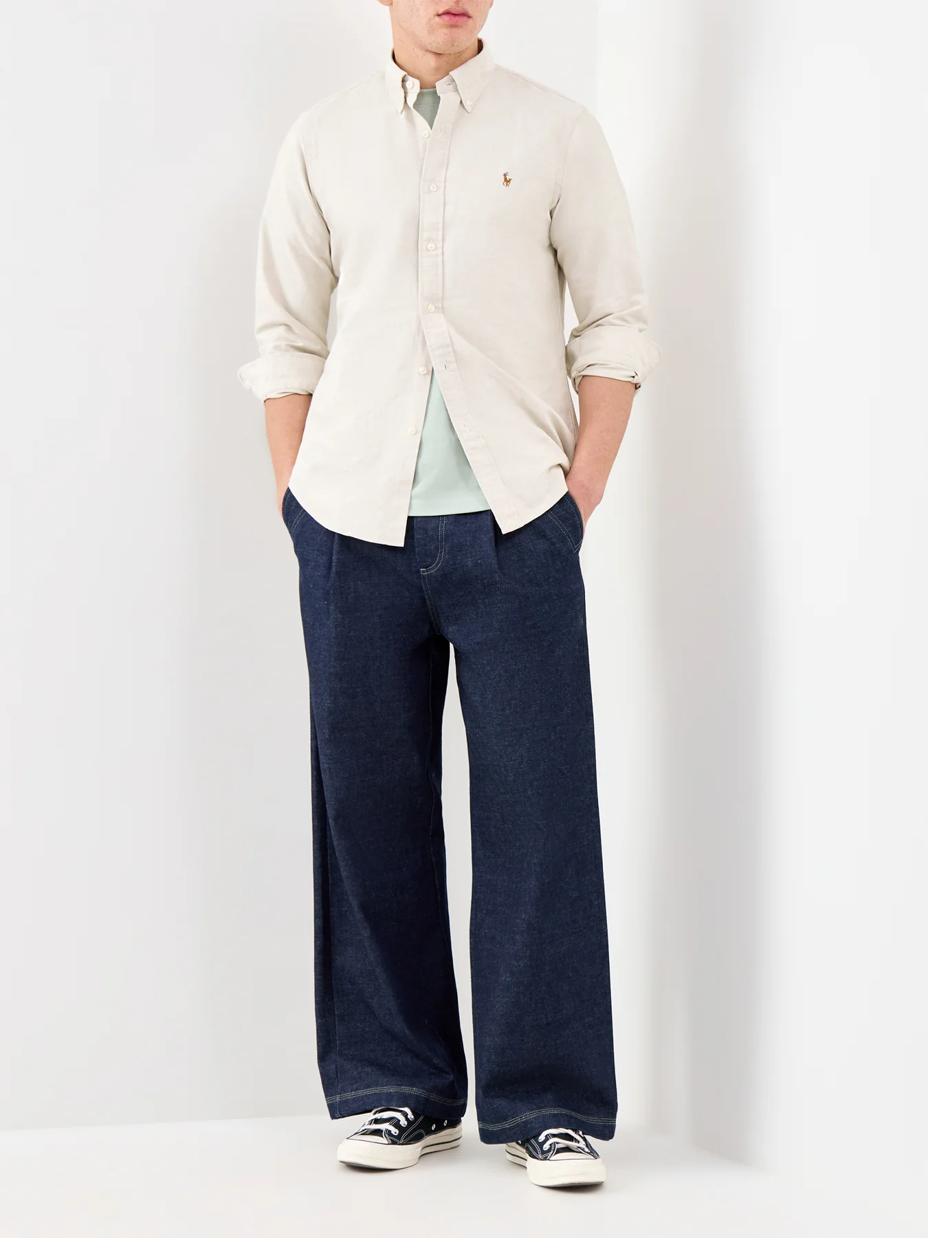 Custom Fit Oxford Shirt Beige - Image 2