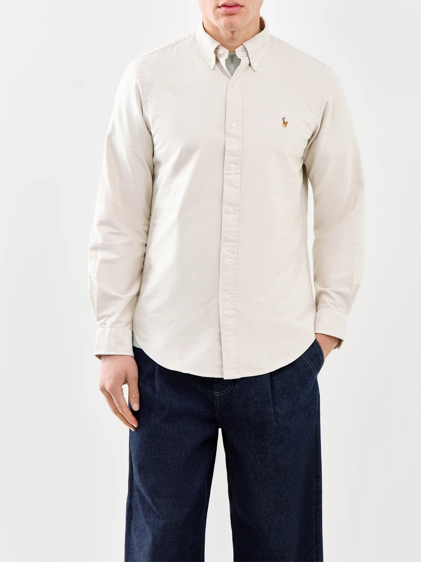 Custom Fit Oxford Shirt Beige - Image 4