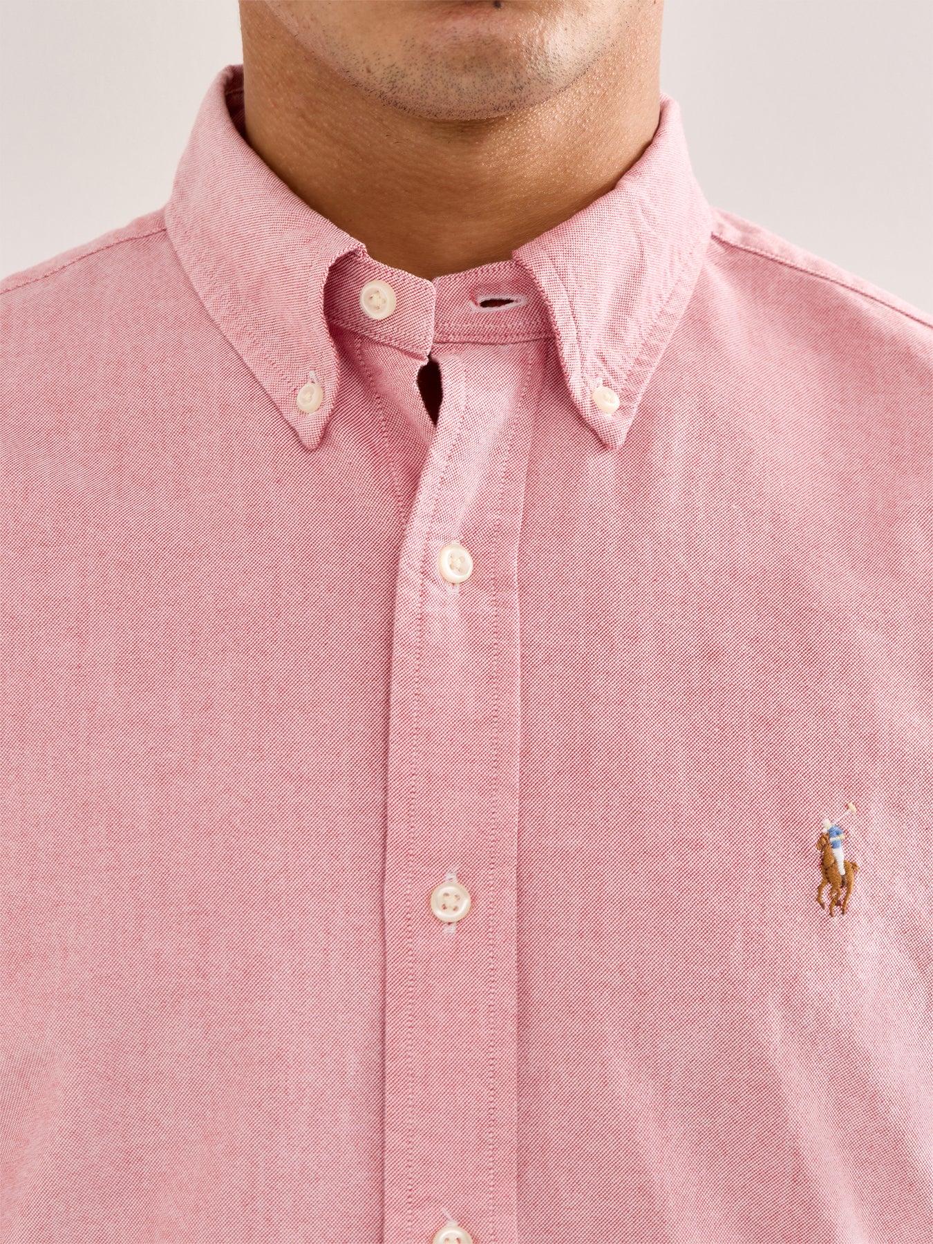 Custom Fit Cotton Oxford Shirt Pink - Image 3