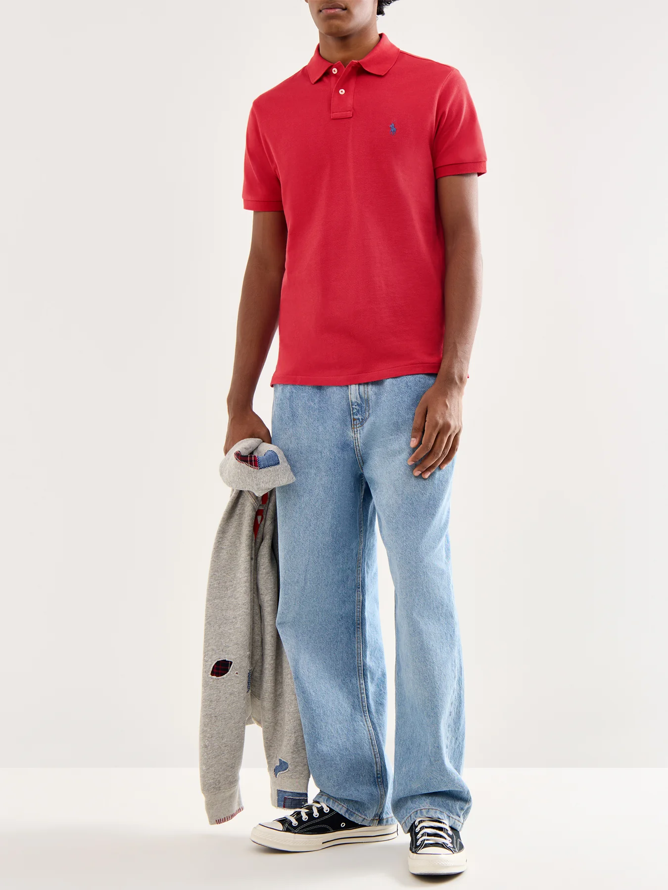 Custom Fit Cotton Polo Top Red - Image 2