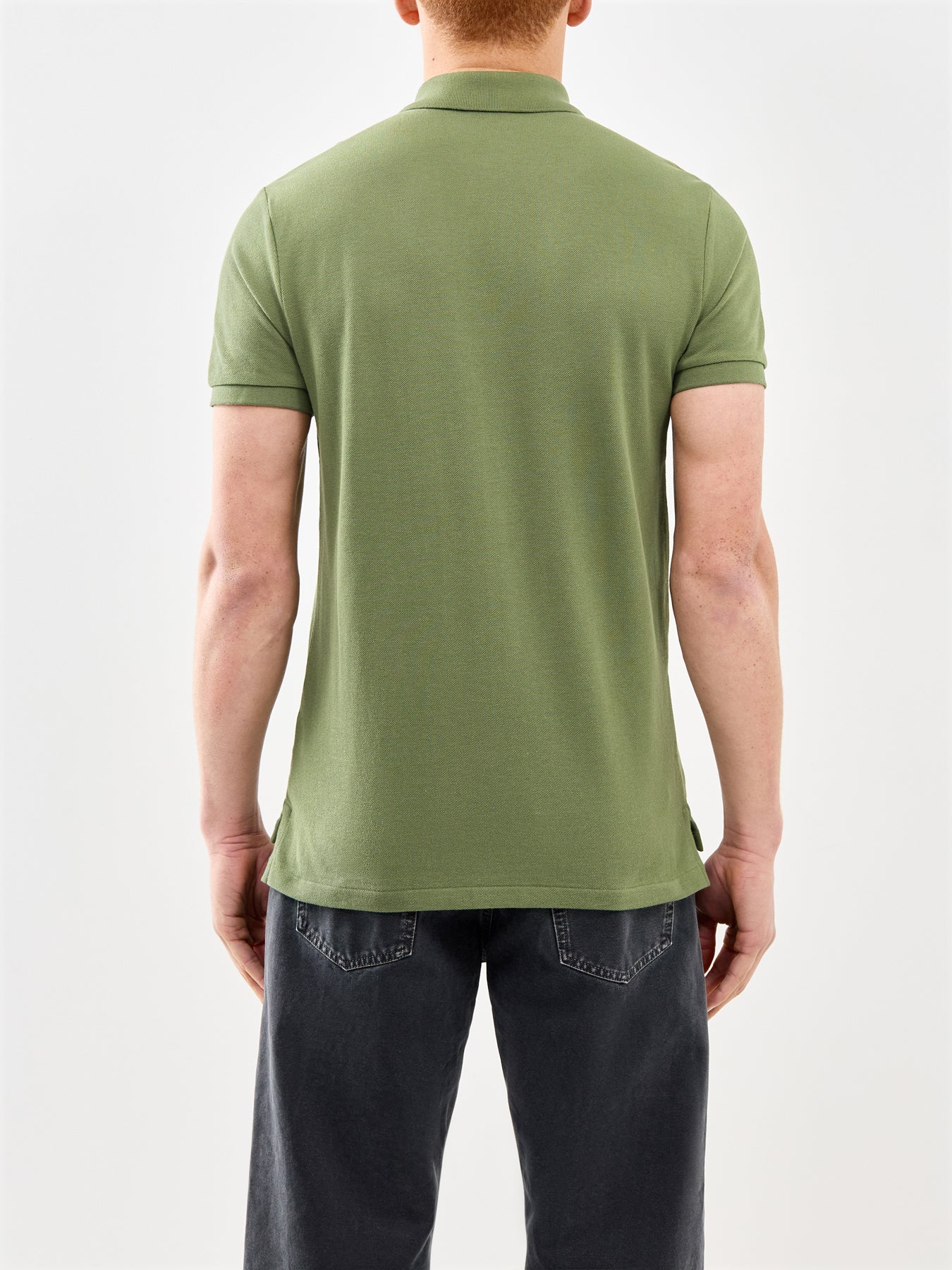 Custom Fit Polo Shirt Olive - Image 5