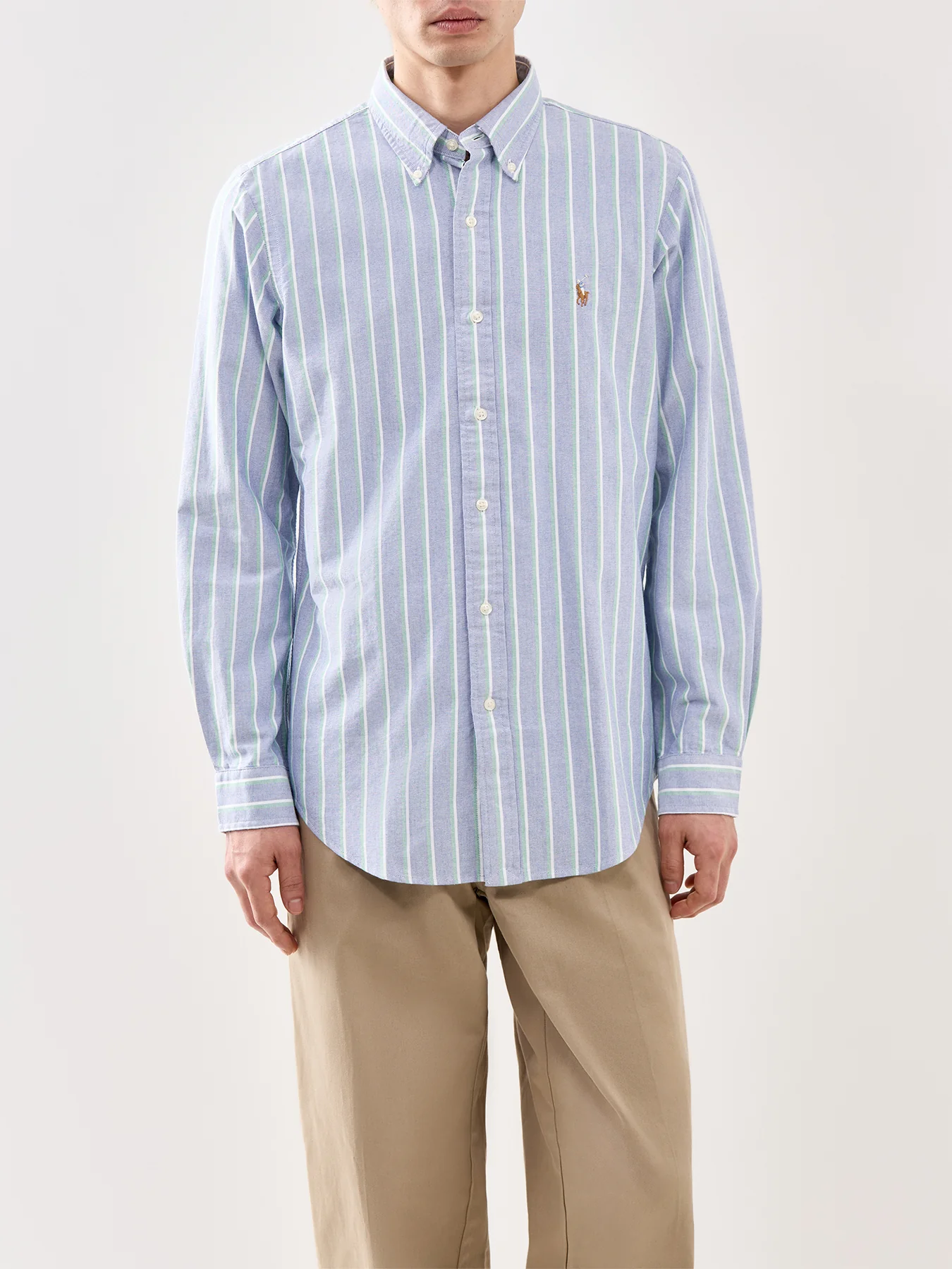 Custom Fit Stripe Oxford Shirt Navy - Image 4