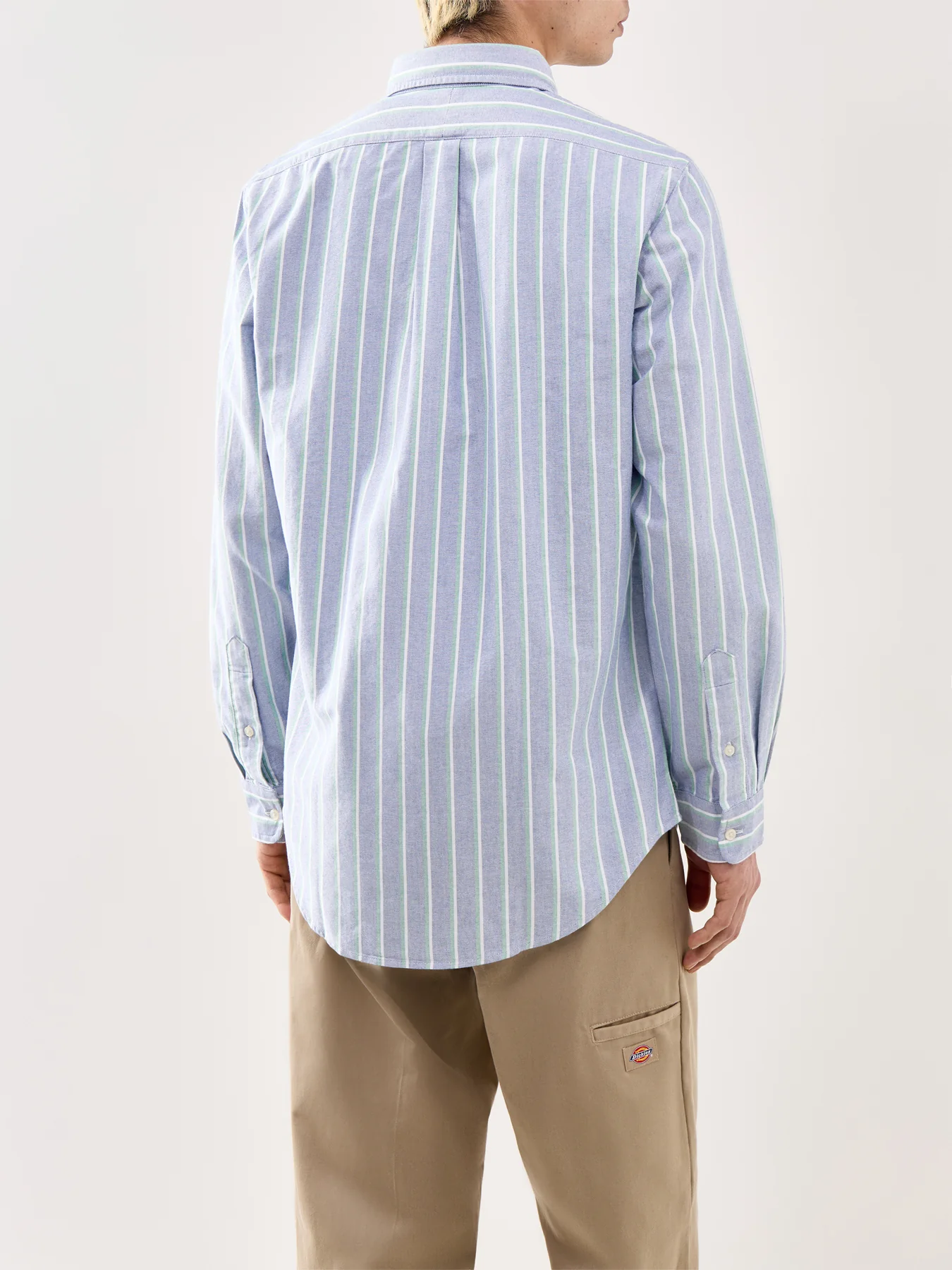 Custom Fit Stripe Oxford Shirt Navy - Image 5