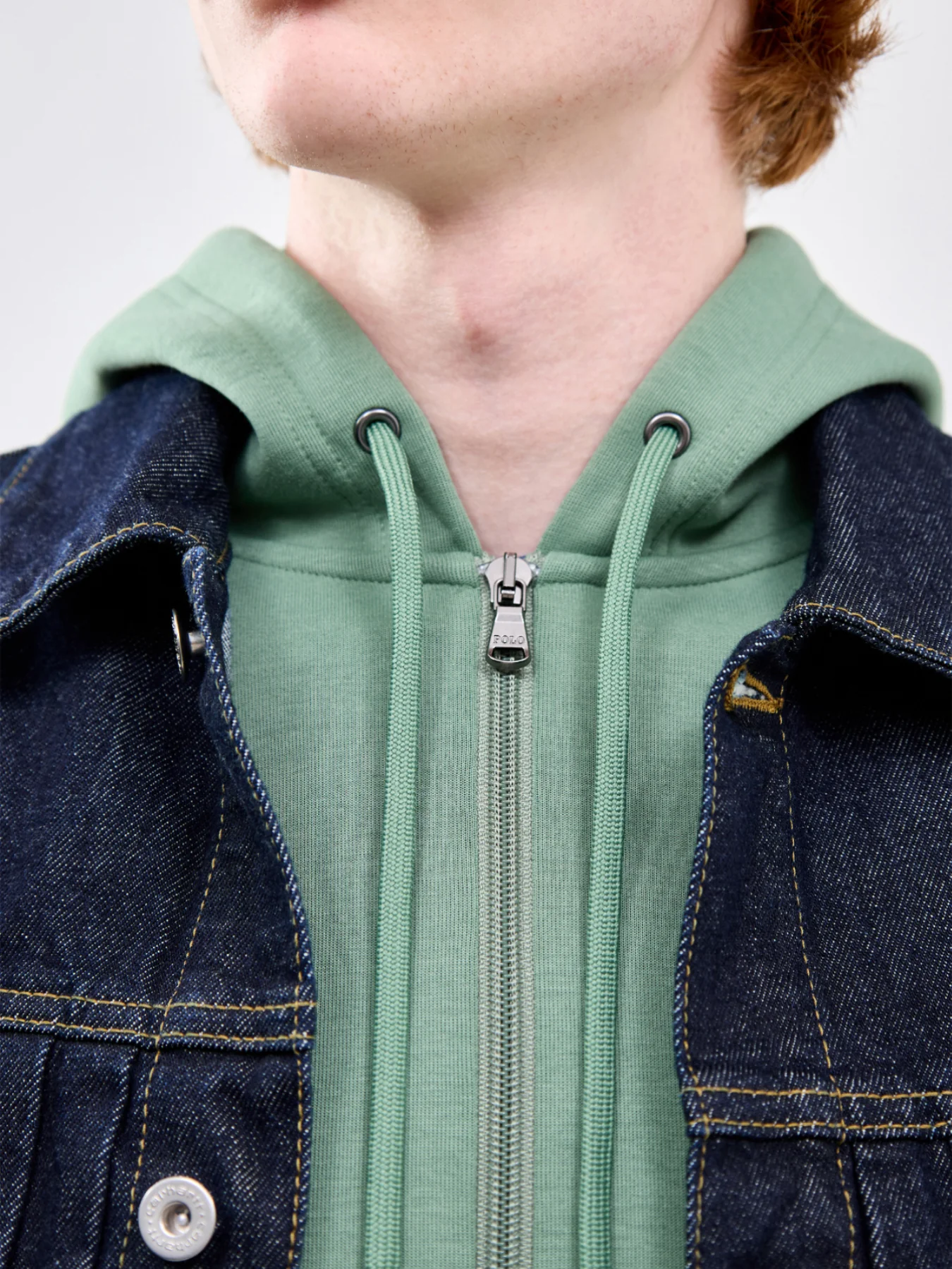Double Knit Zip Through Hoodie Green - Image 3