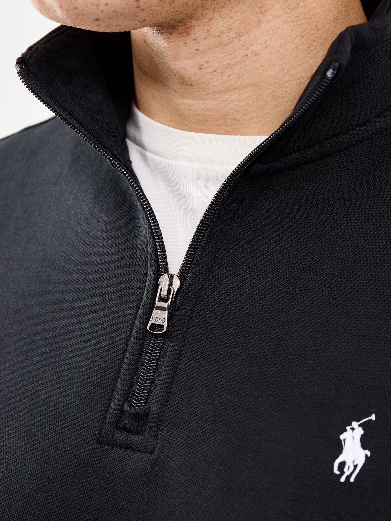 Double Knit Quarter Zip Sweatshirt Black - Image 3