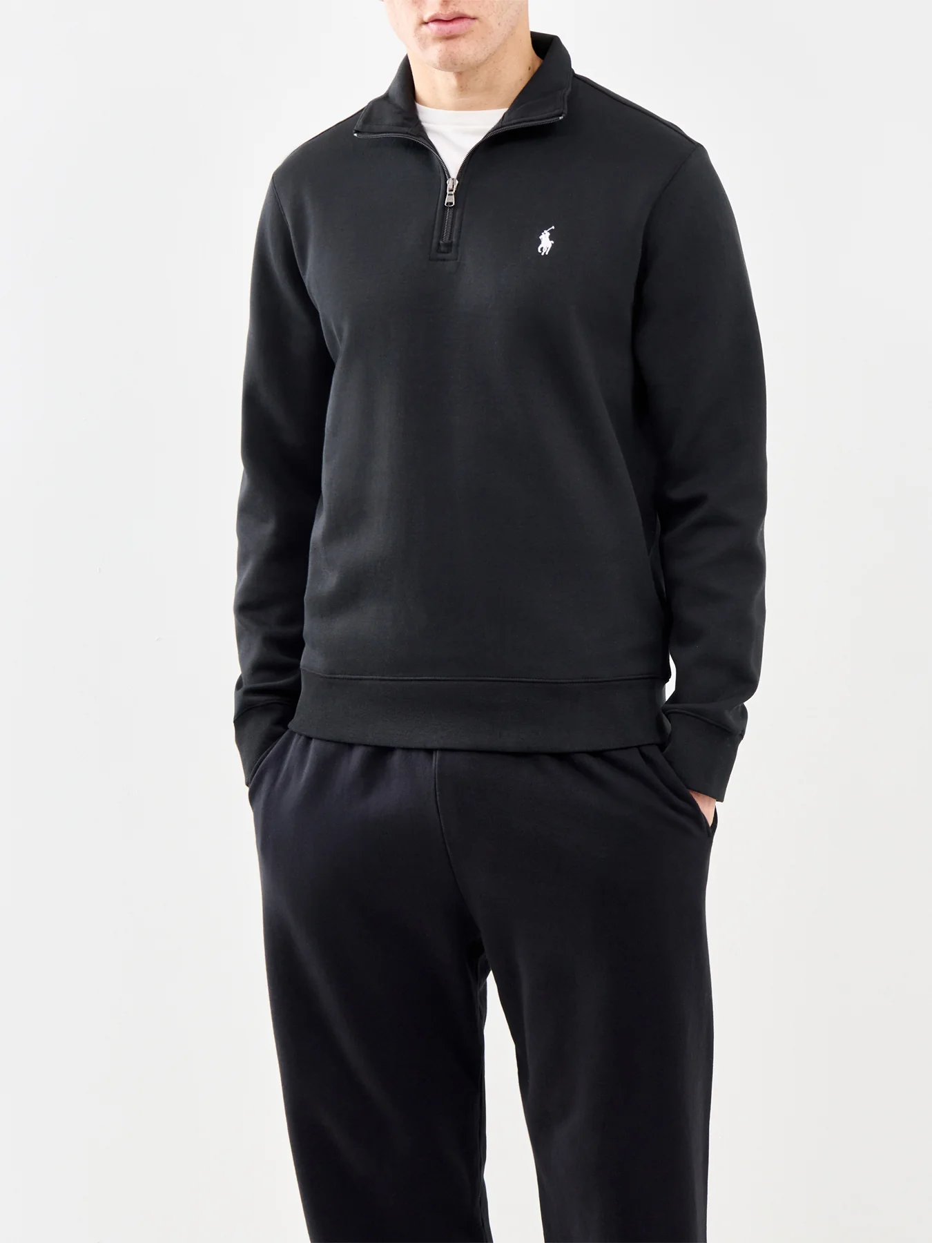 Double Knit Quarter Zip Sweatshirt Black - Image 4