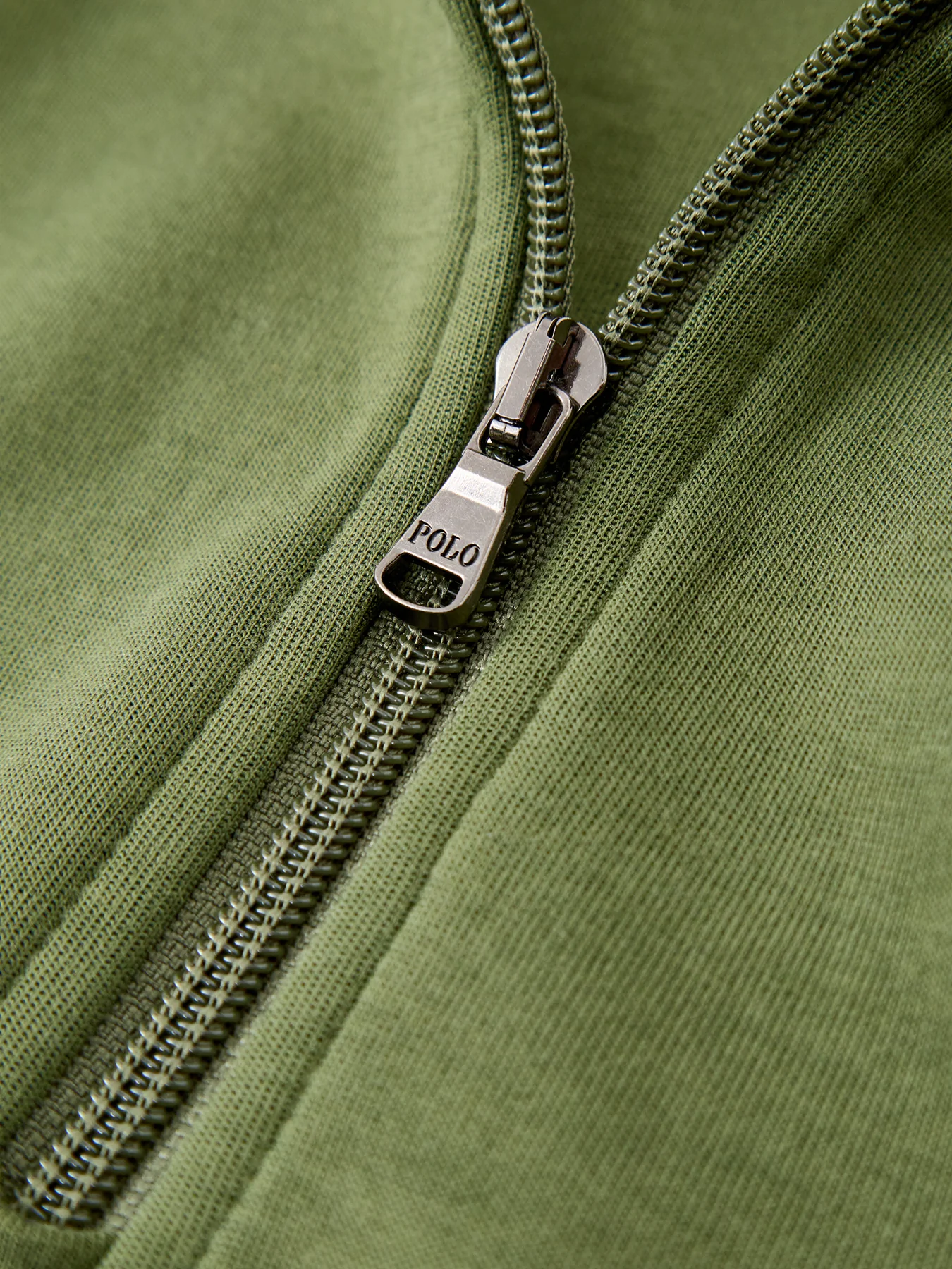 Double Knit Quarter Zip Sweatshirt Olive - Image 3