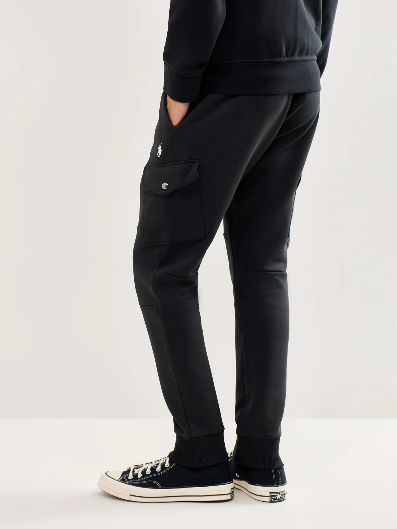 Double Knit Cargo Joggers Grey Black - Image 5