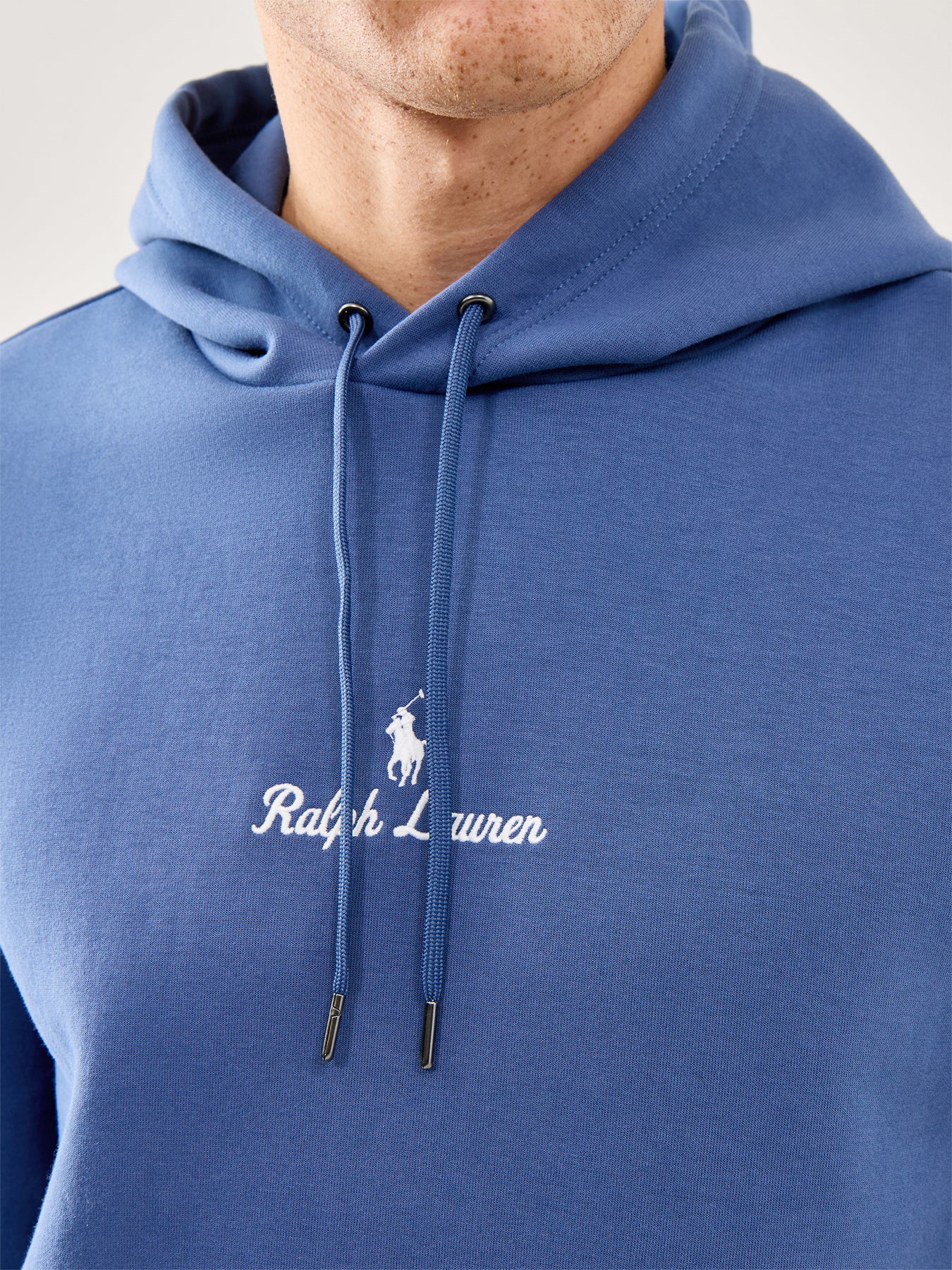 Double Knit Central Rope Logo Hoodie Blue - Image 3
