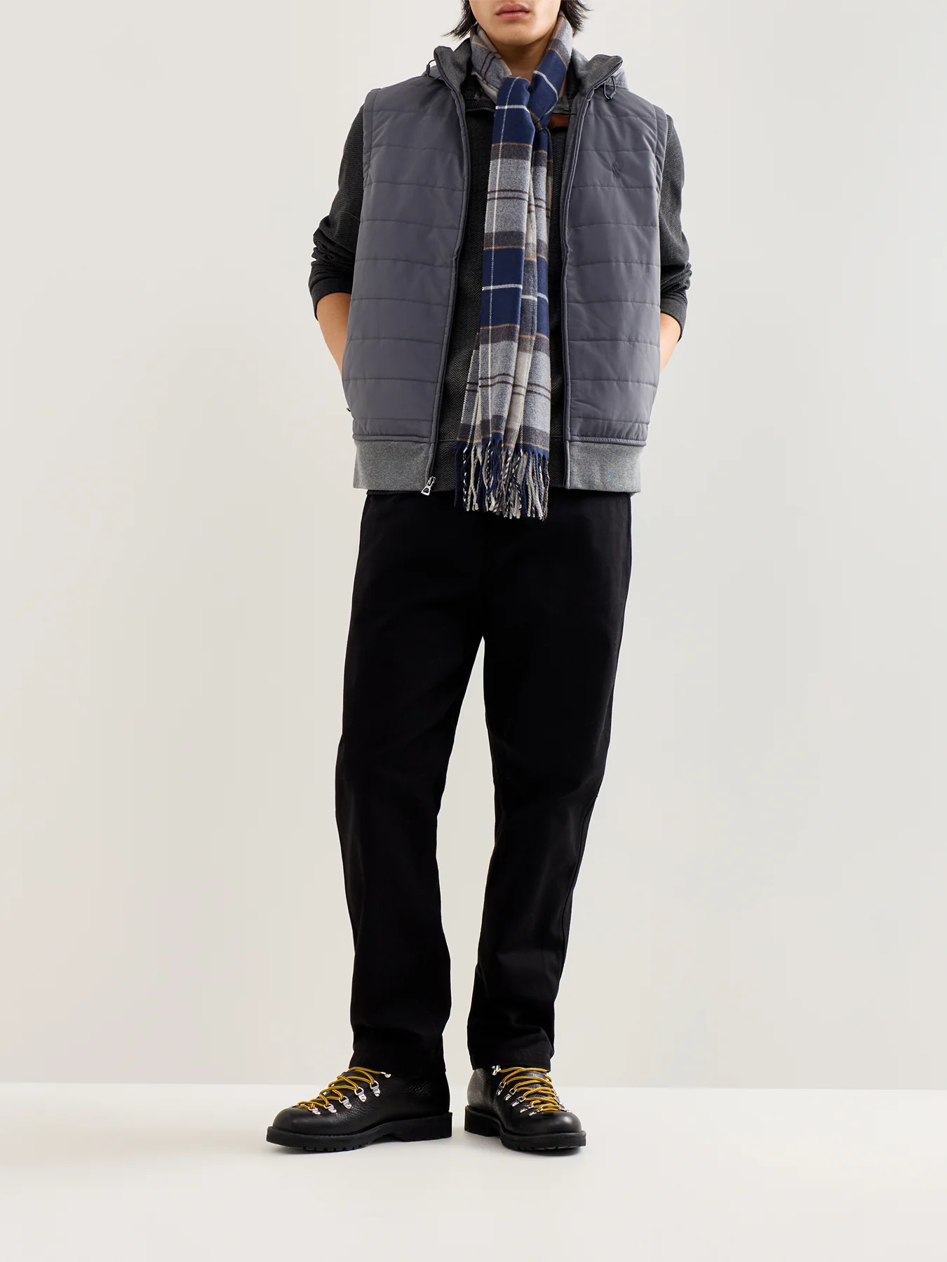 Double Knit Herringbone Quarter Zip Sweat Grey - Image 2